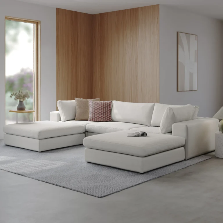Beta 129.5_ Modular U Sectional - Quartz White