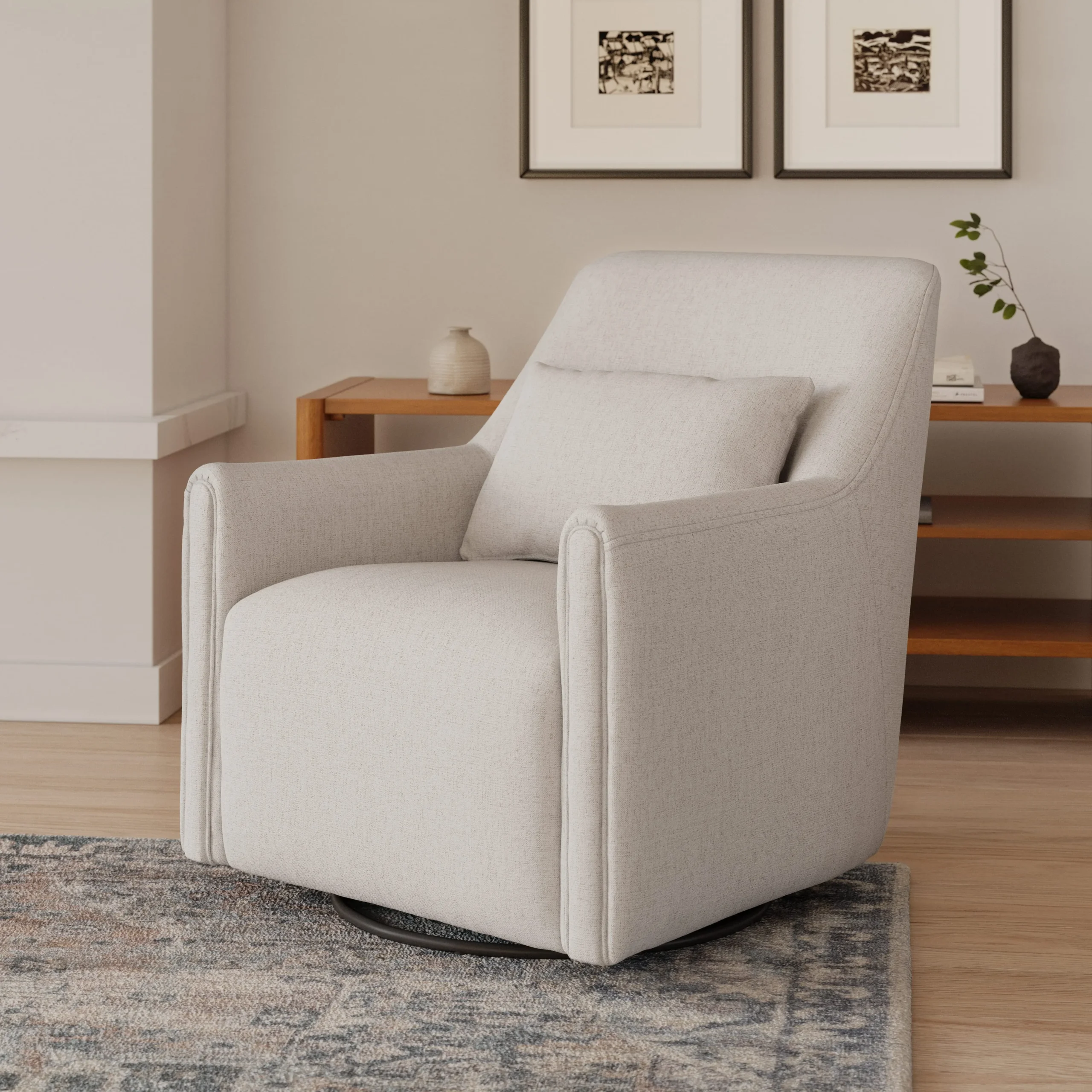 Winslow 29.5_ Swivel Glider Chair - Napa White