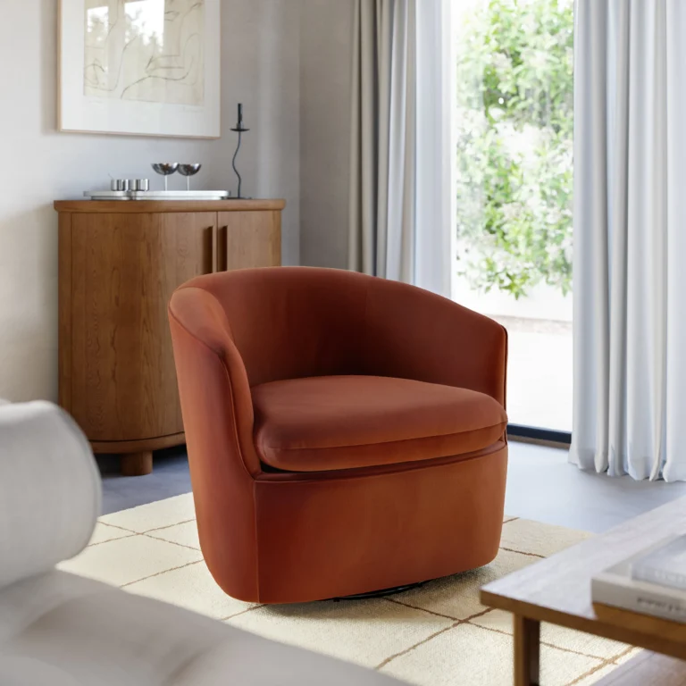 Turoy 32.5_ Velvet Swivel Lounge Chair - Hale Rust