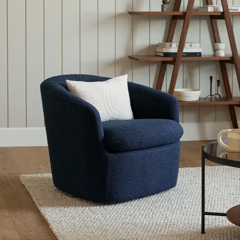 Turoy 32.5_ Swivel Lounge Chair - Catalina Blue Bouclé