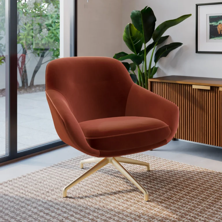 Sterling 33_ Velvet Swivel Chair - Hale Rust
