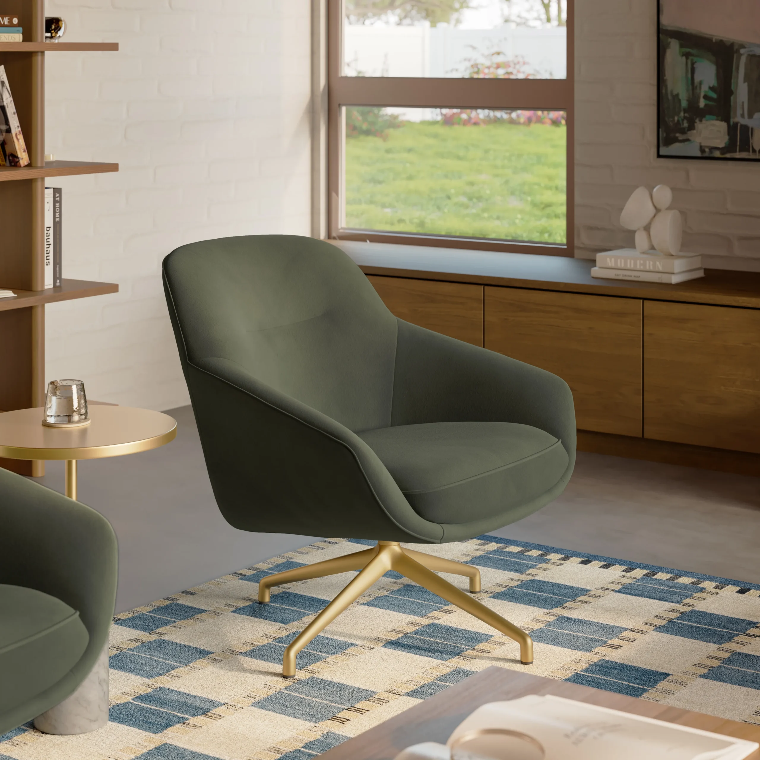 Sterling 33_ Velvet Swivel Chair - Hale Fir Green