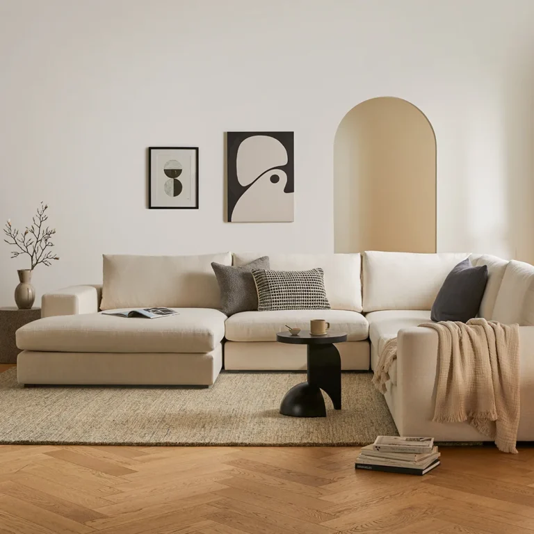 Beta 133.5_ Left Modular Conversational Sectional - Quartz White
