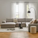 Beta 133.5_ Left Modular Conversational Sectional - Welsh Gray