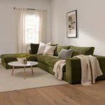 Beta 133.5_ Left Modular Sectional - Cypress Green