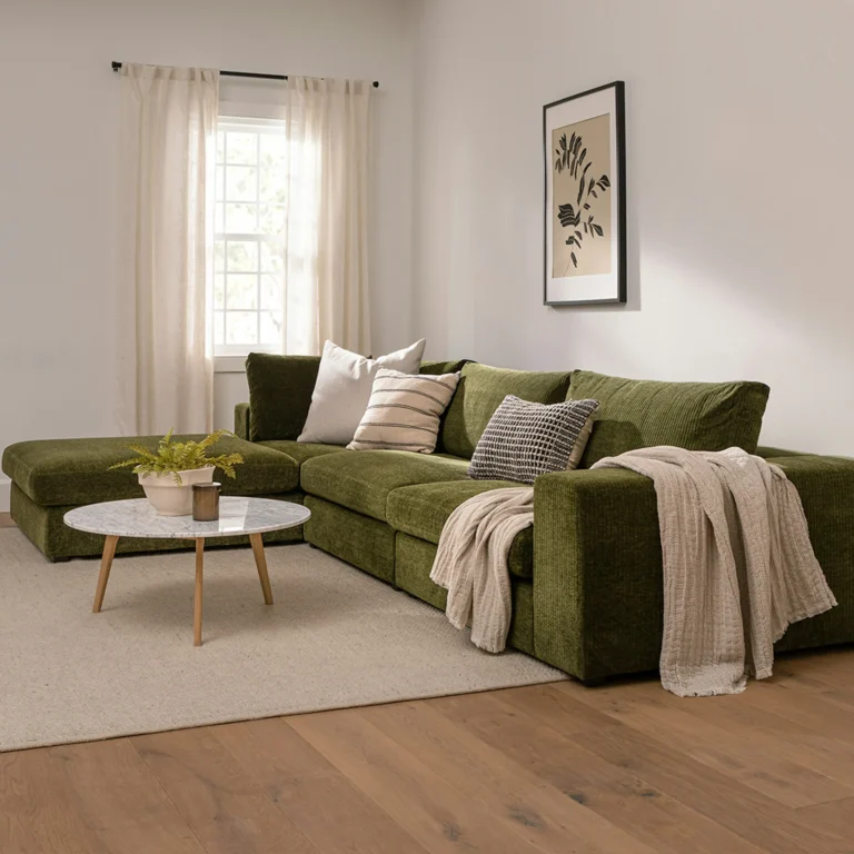 Beta 133.5_ Left Modular Sectional - Cypress Green