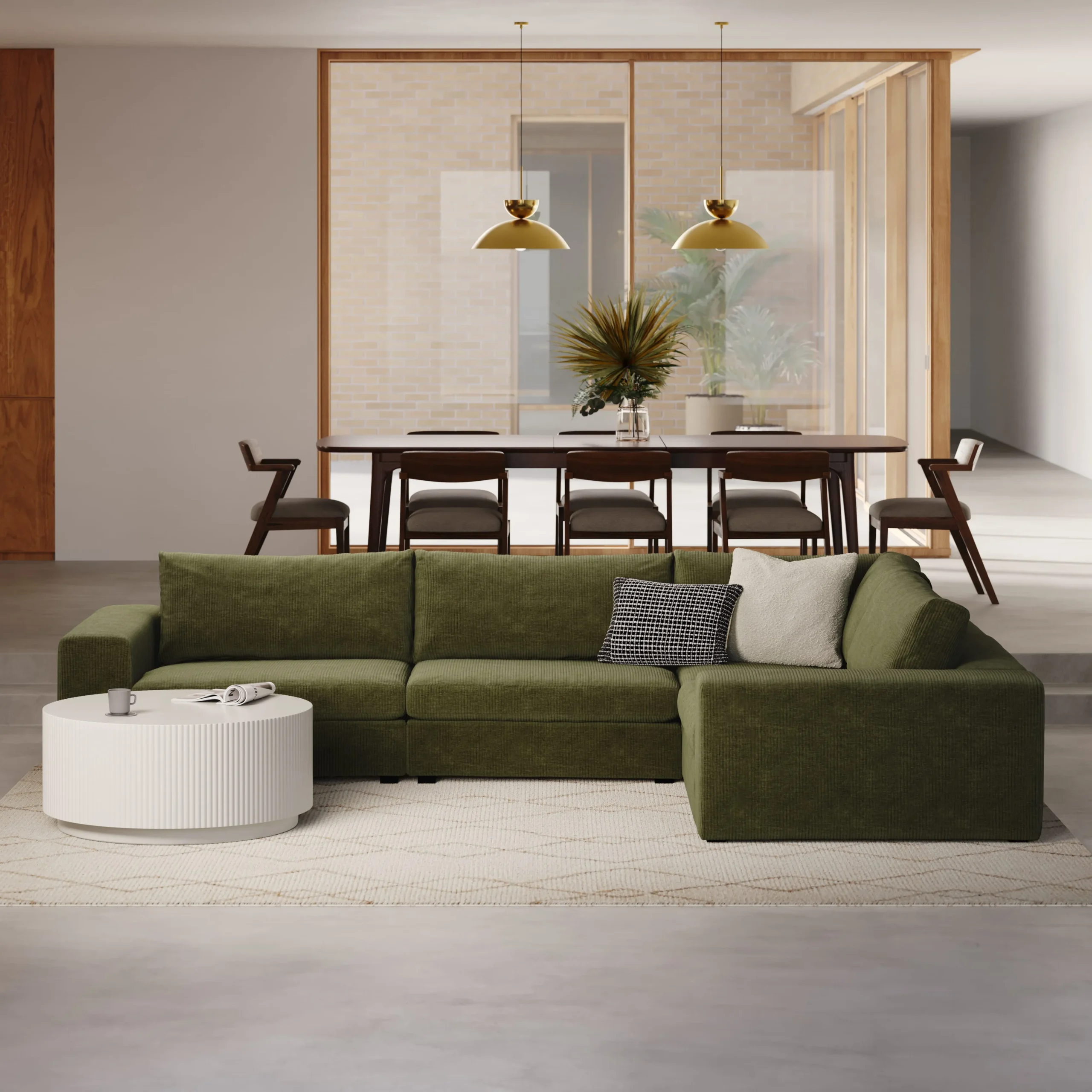 Beta 133.5_ Modular L Sectional - Cypress Green