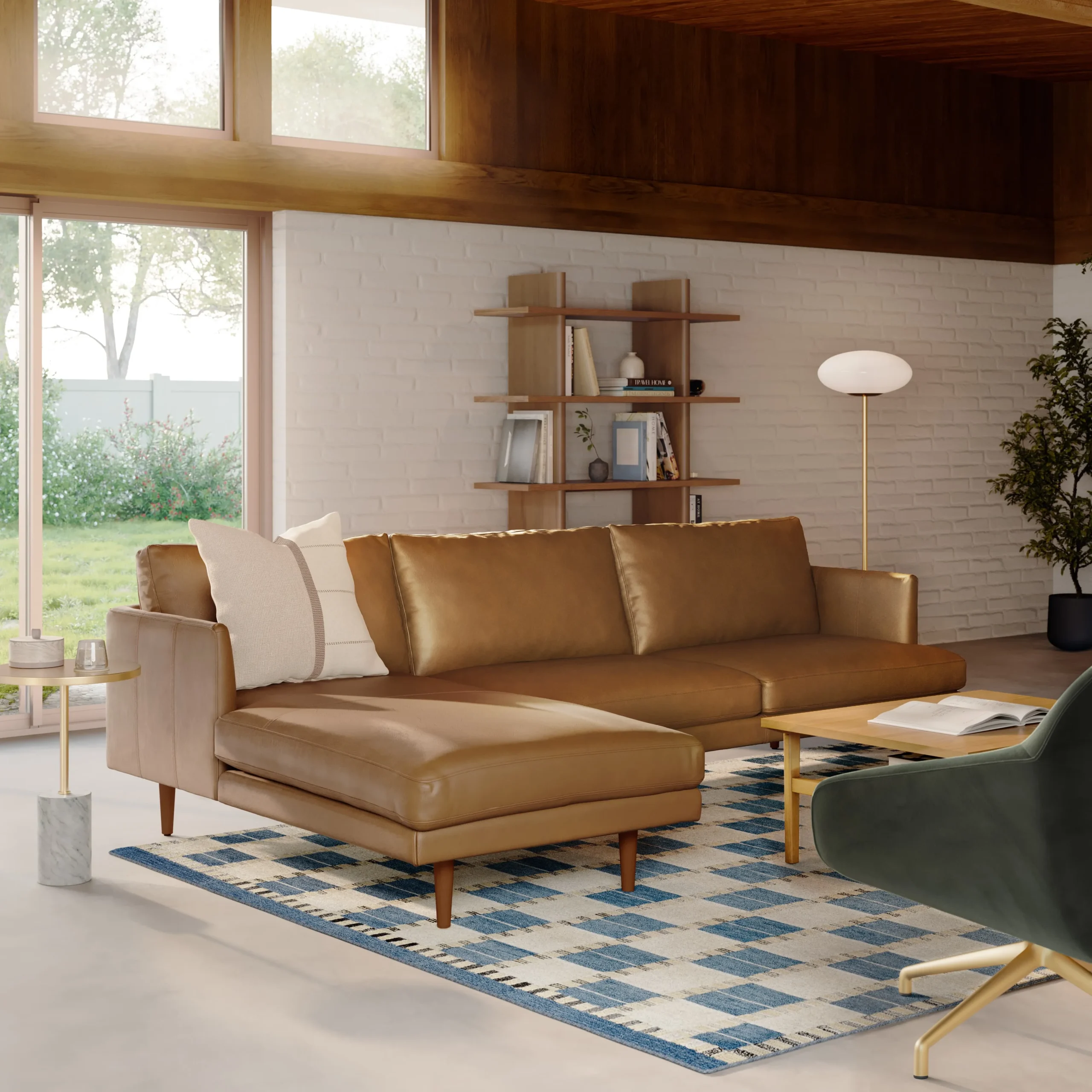 Burrard 112_ Leather Left Sectional - Bella Caramel