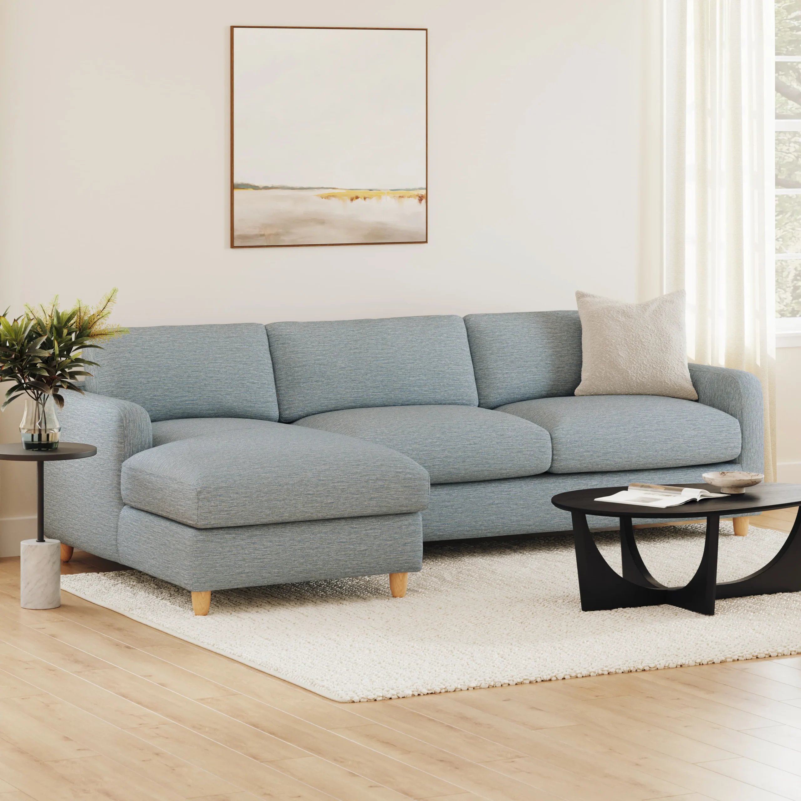 Vati 114_ Left Storage Sleeper Sectional - Natural Oak and Silver Light Blue - Image 2