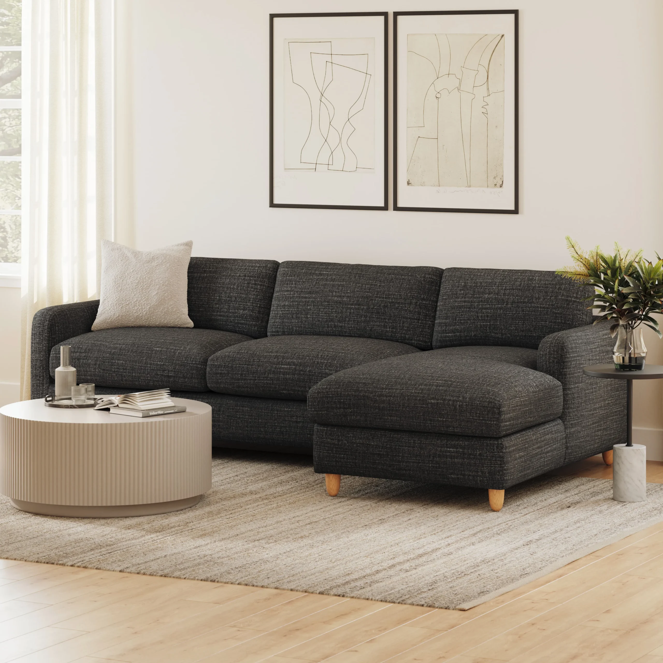 Vati 114_ Right Storage Sleeper Sectional - Natural Oak and Napa Charcoal - Image 2