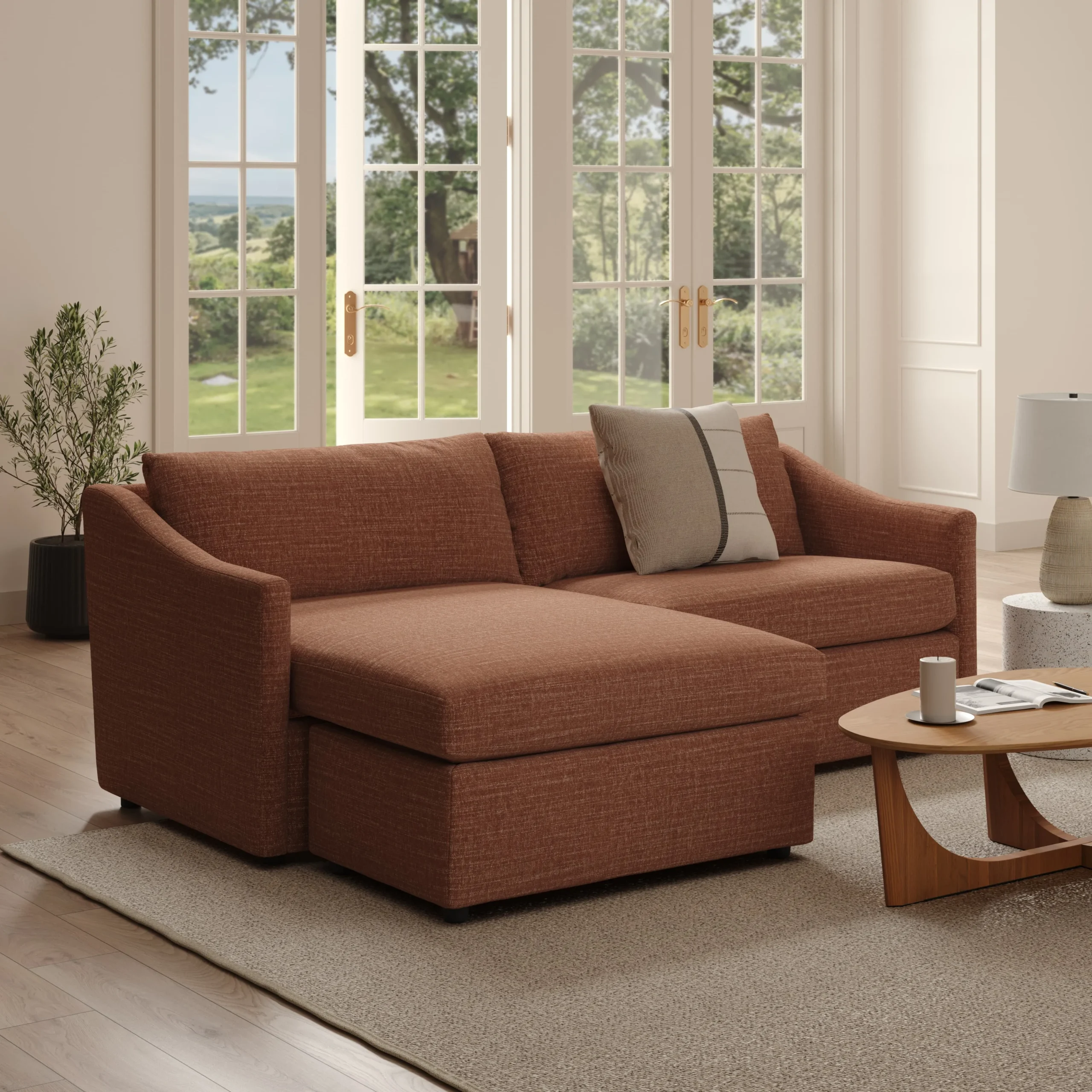 Landry 84.5_ Reversible Storage Sectional - Napa Rust