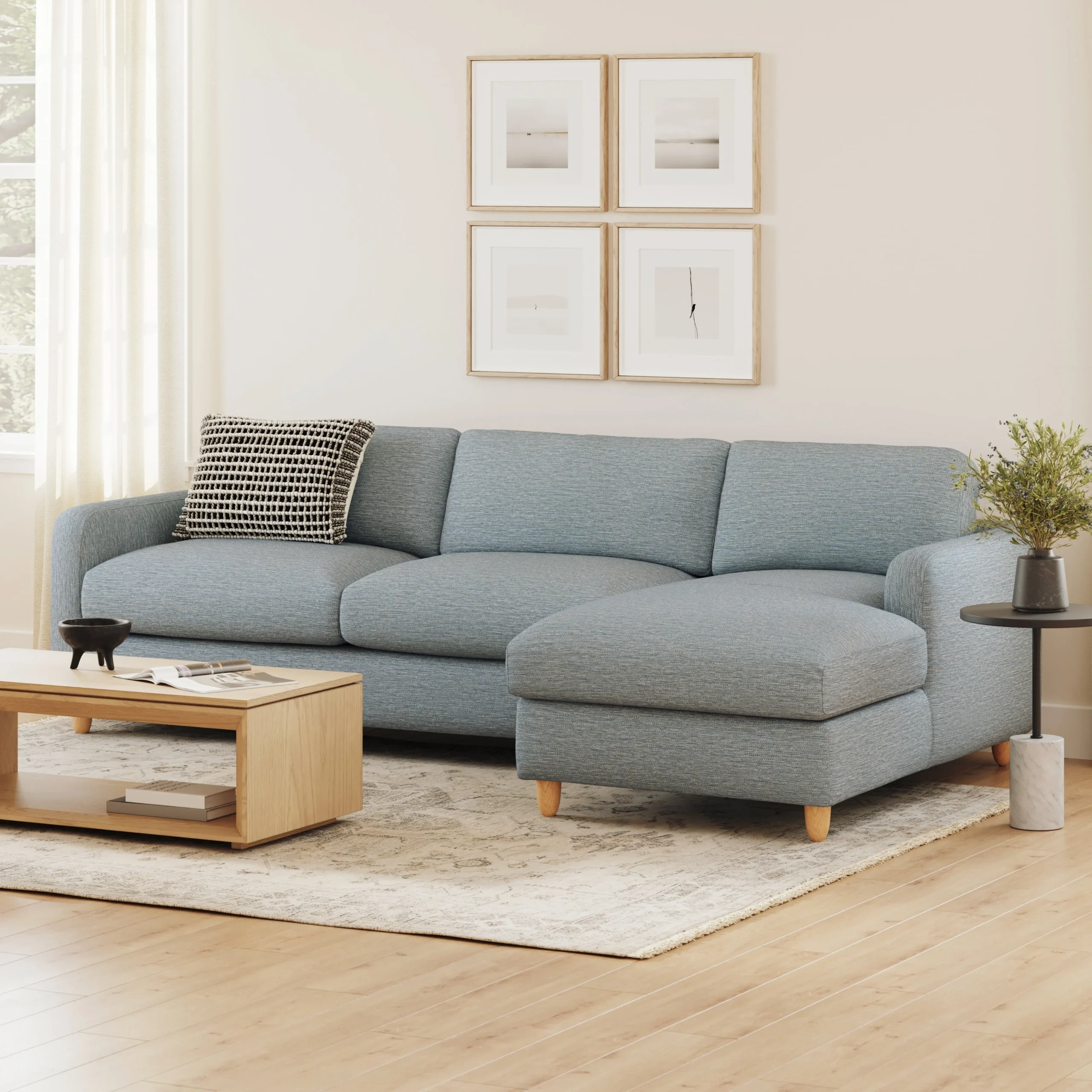 Vati 114_ Right Storage Sleeper Sectional - Natural Oak and Silver Light Blue - Image 2
