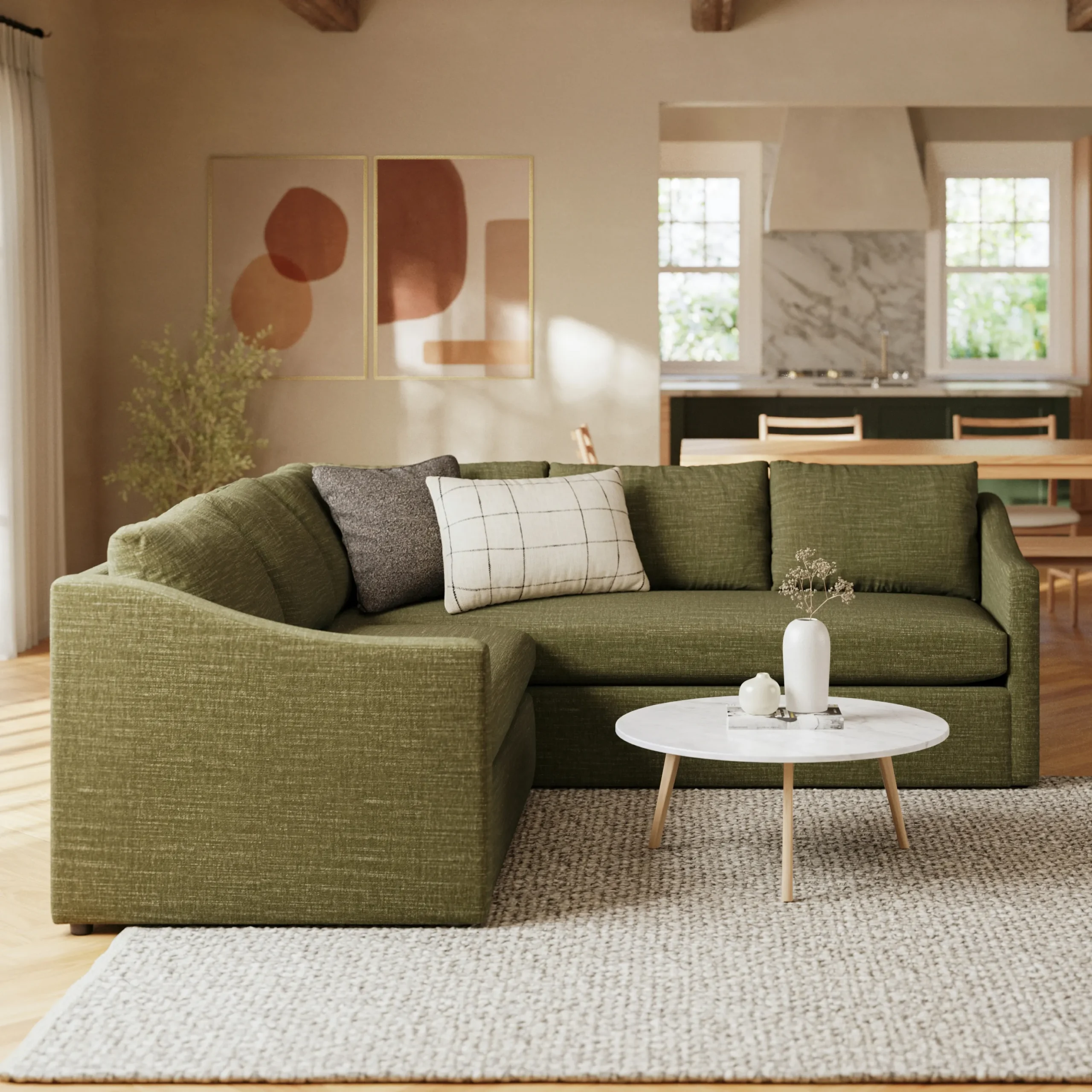Landry 91_ Corner Sectional - Napa Moss