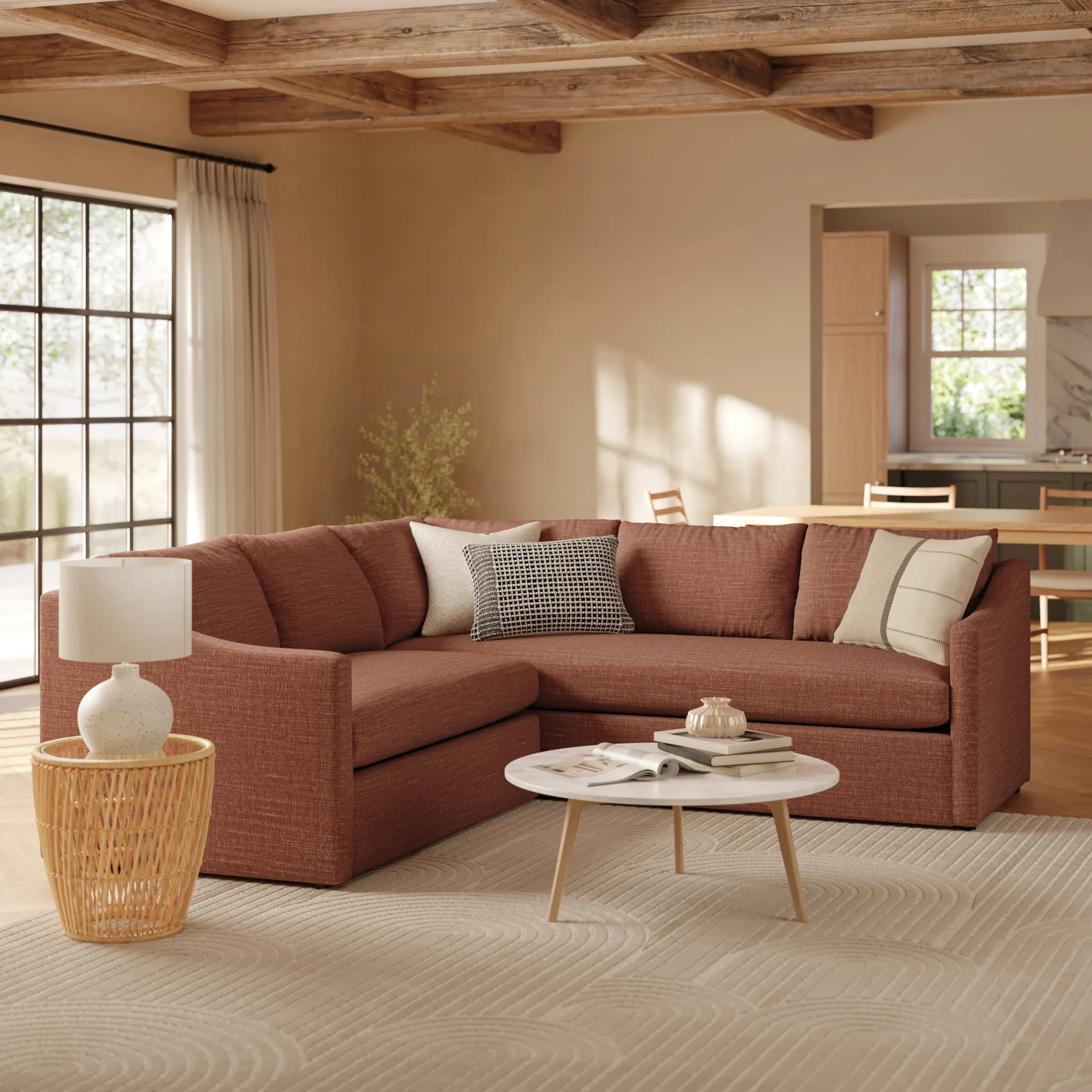 Landry 91_ Corner Sectional - Napa Rust