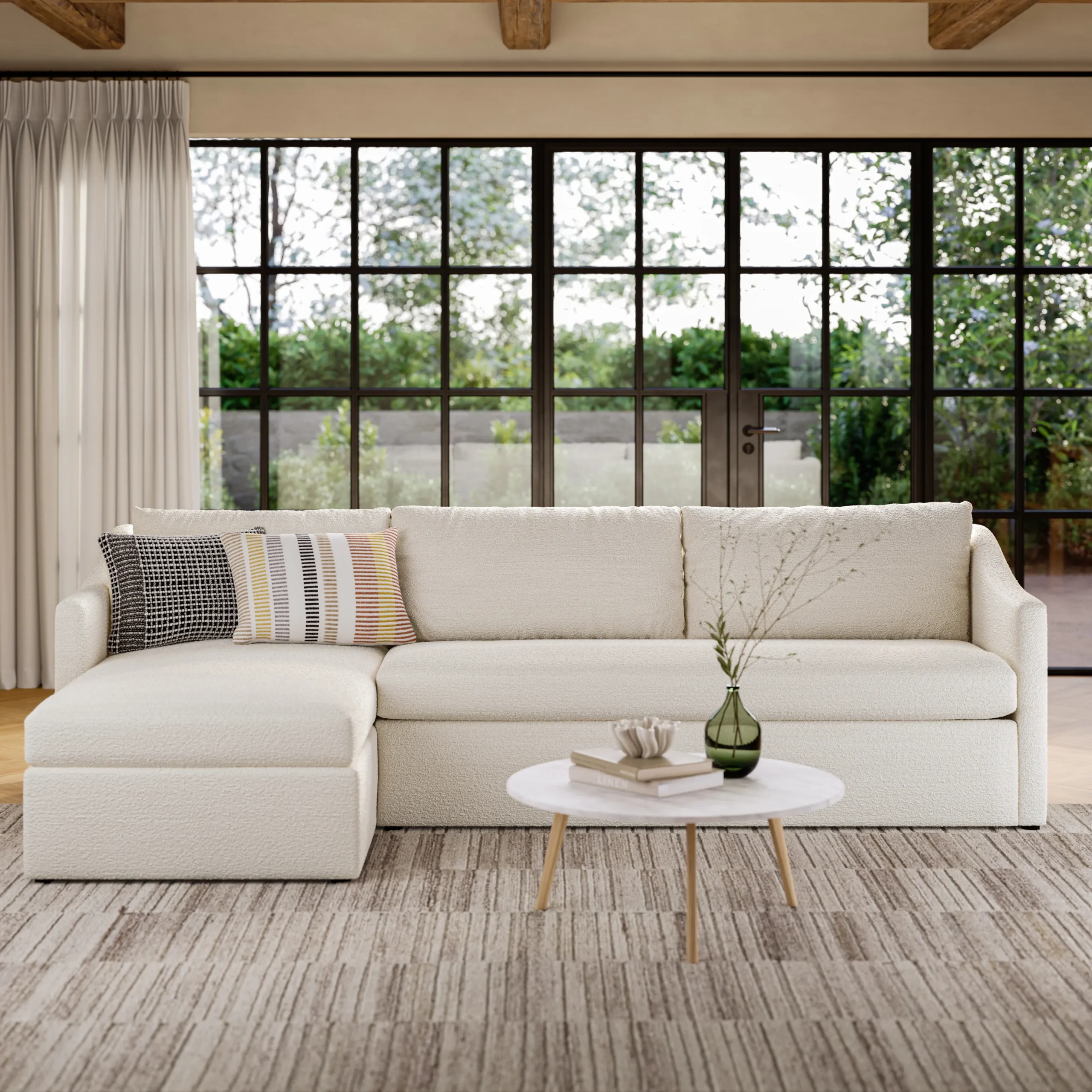 Landry 109_ Left Storage Sleeper Sectional - Ivory Wool Bouclé - Image 2