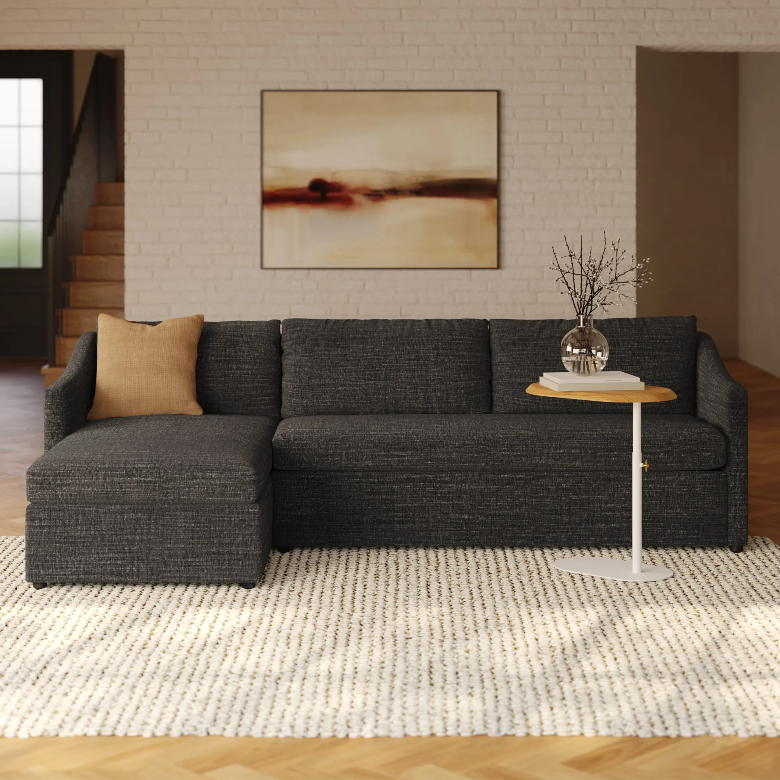 Landry 109_ Left Storage Sleeper Sectional - Napa Charcoal