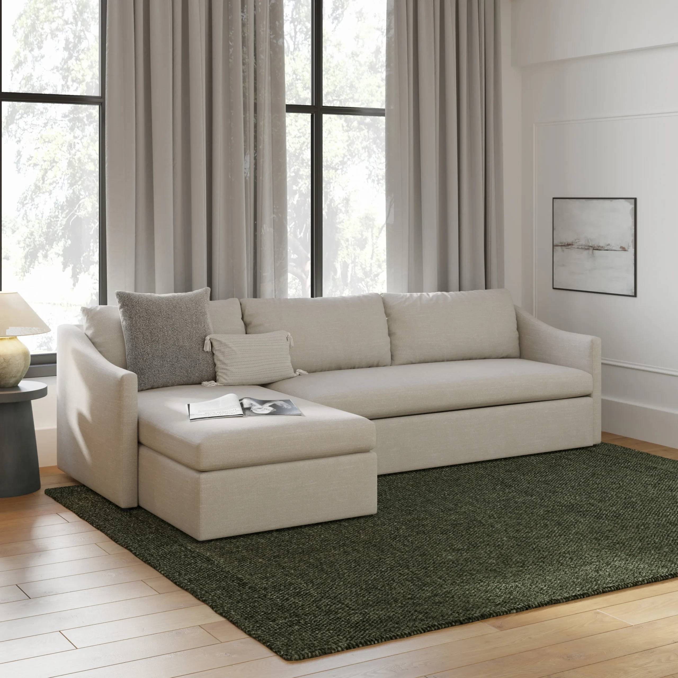 Landry 109_ Left Storage Sleeper Sectional - Napa Dove