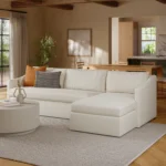 Landry 109_ Right Storage Sleeper Sectional - Ivory Wool Bouclé