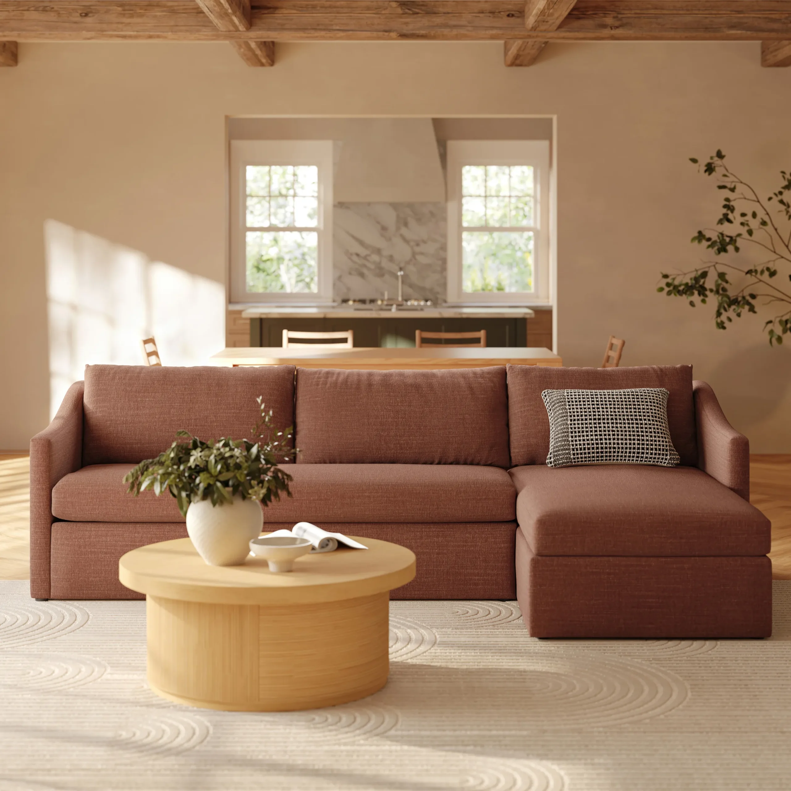 Landry 109_ Right Storage Sleeper Sectional - Napa Rust
