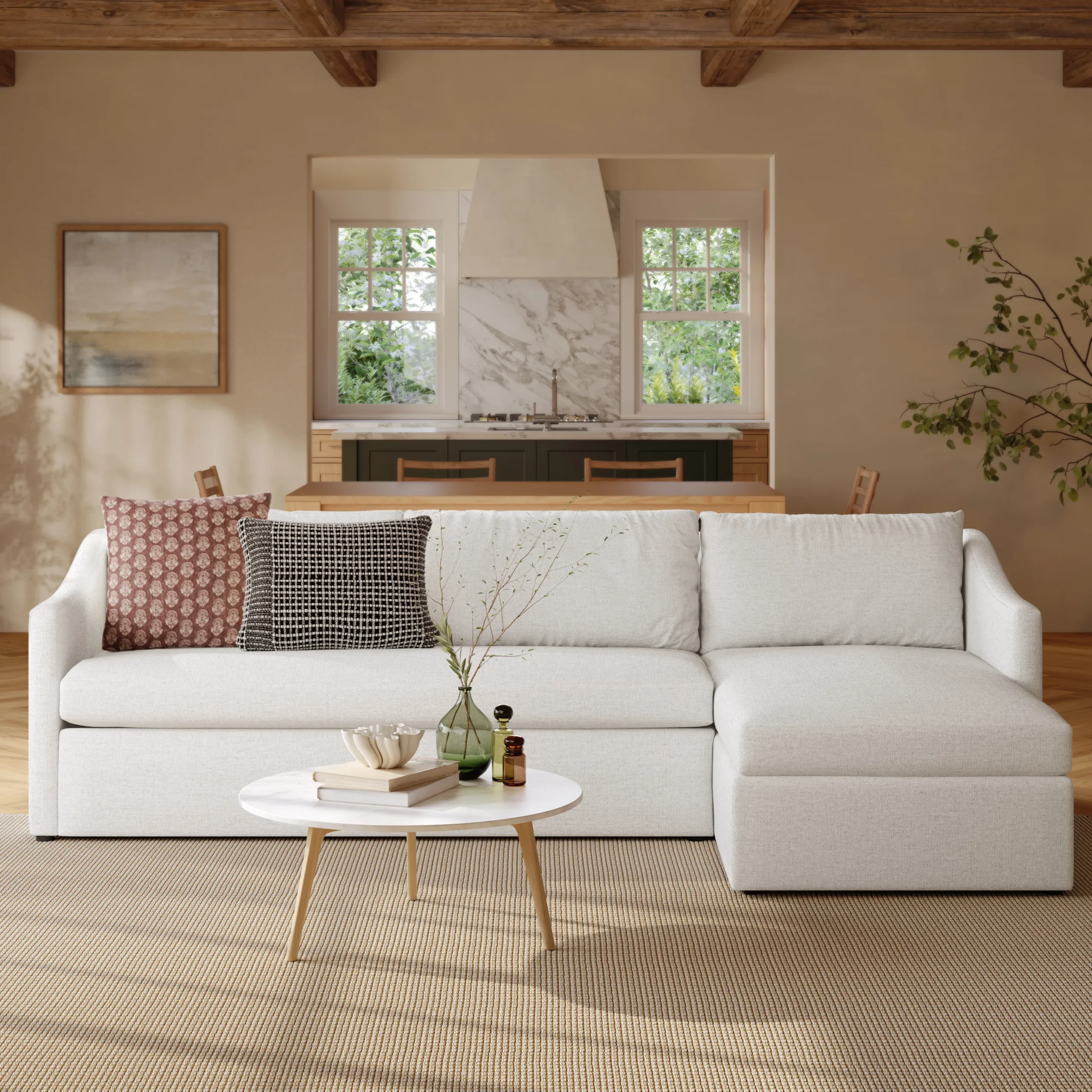 Landry 109_ Right Storage Sleeper Sectional - Napa White