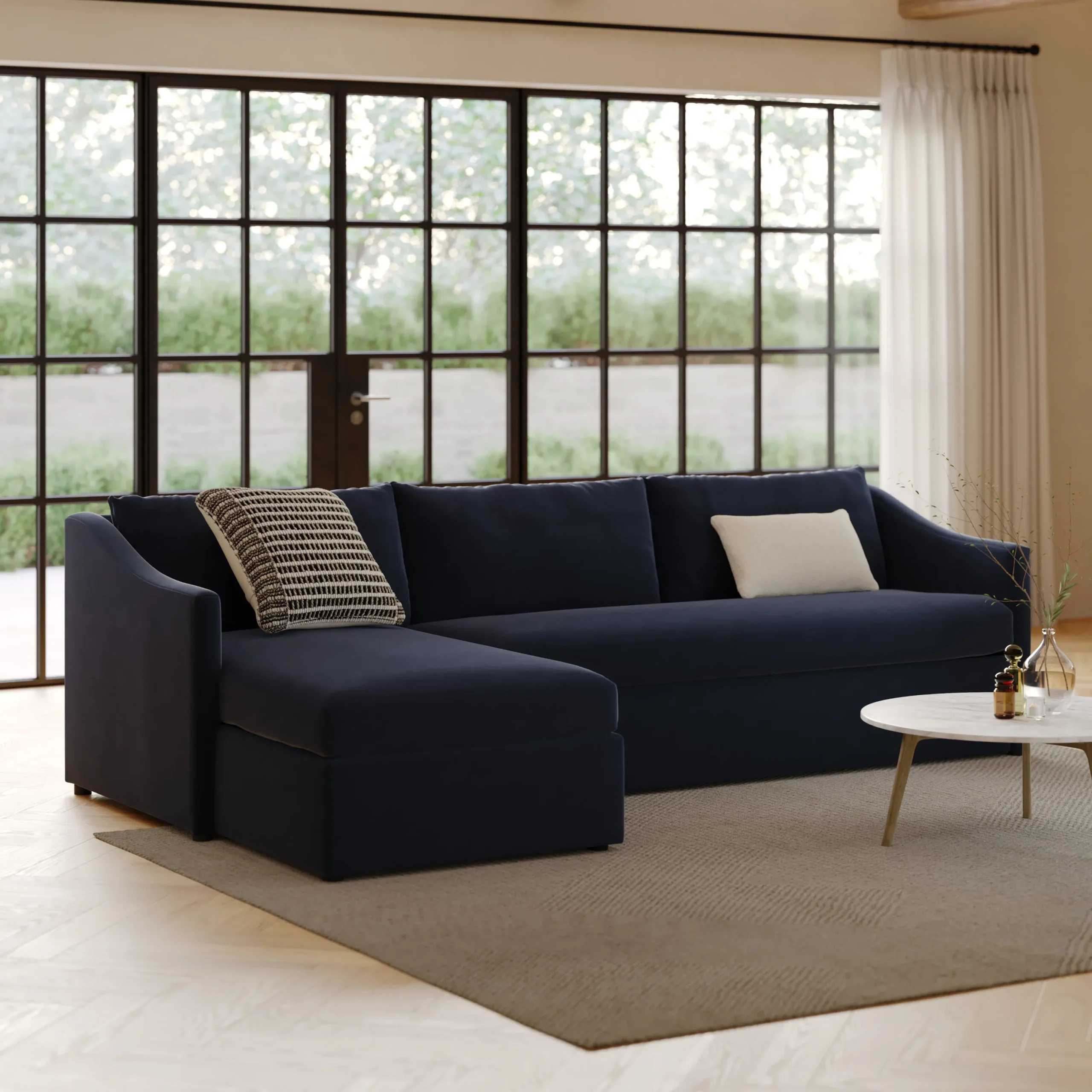Landry 109_ Velvet Left Storage Sleeper Sectional - Hale Ink