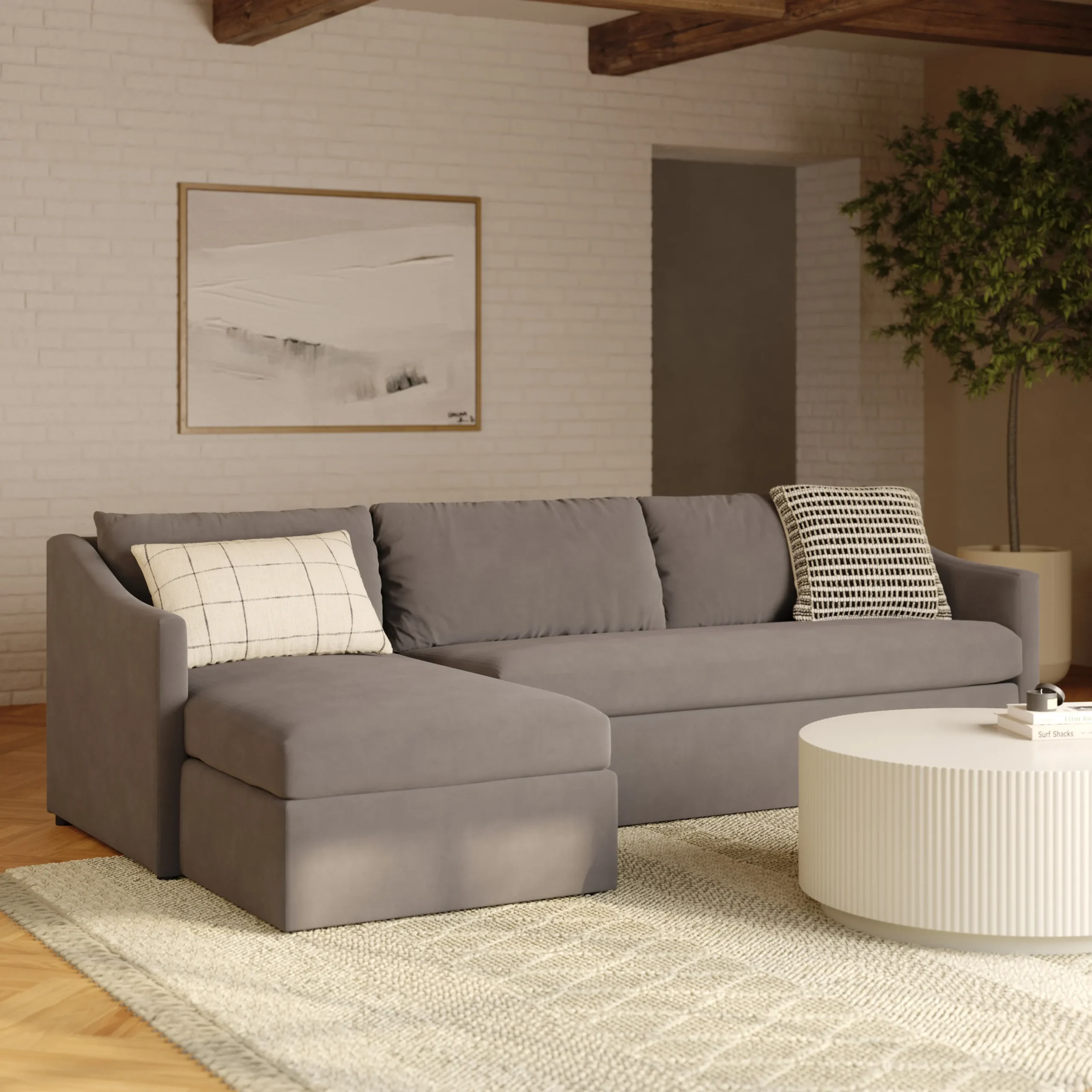 Landry 109_ Velvet Left Storage Sleeper Sectional - Hale Warm Gray