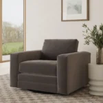 Riley 42_ Grand Velvet Swivel Chair - Hale Warm Gray
