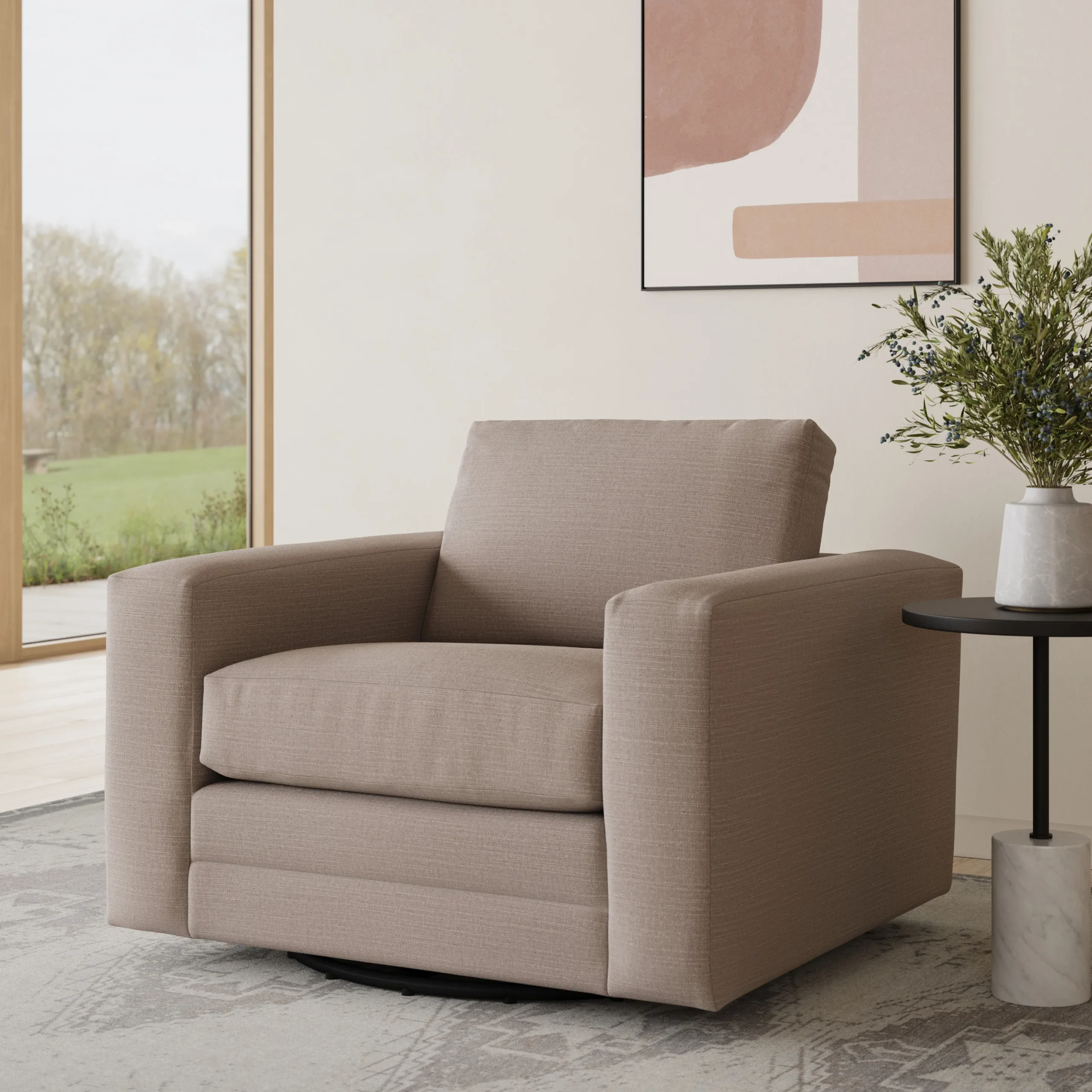 Riley 42_ Grand Swivel Chair - Napa Quartz
