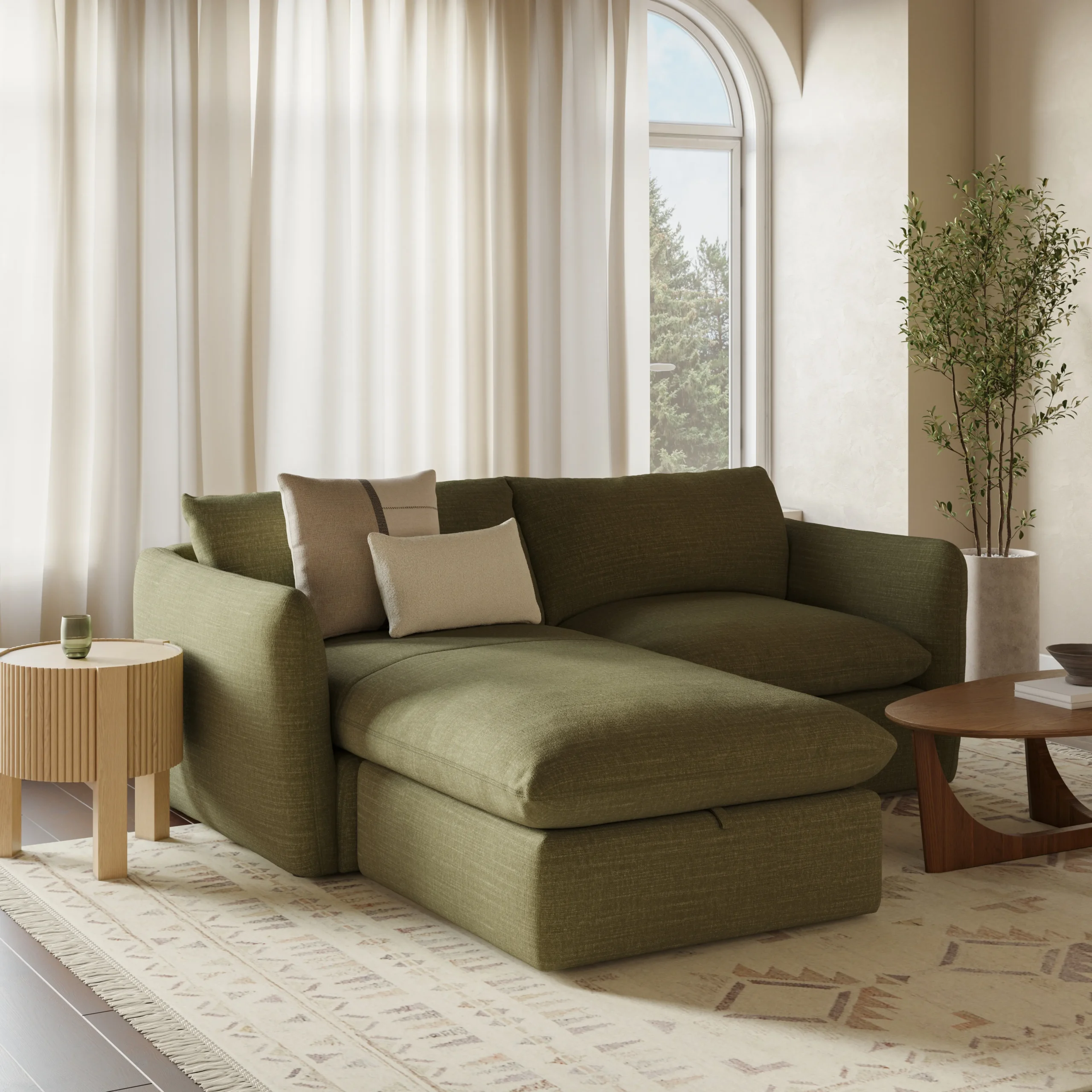 Leigh 86_ Reversible Storage Sectional - Napa Moss