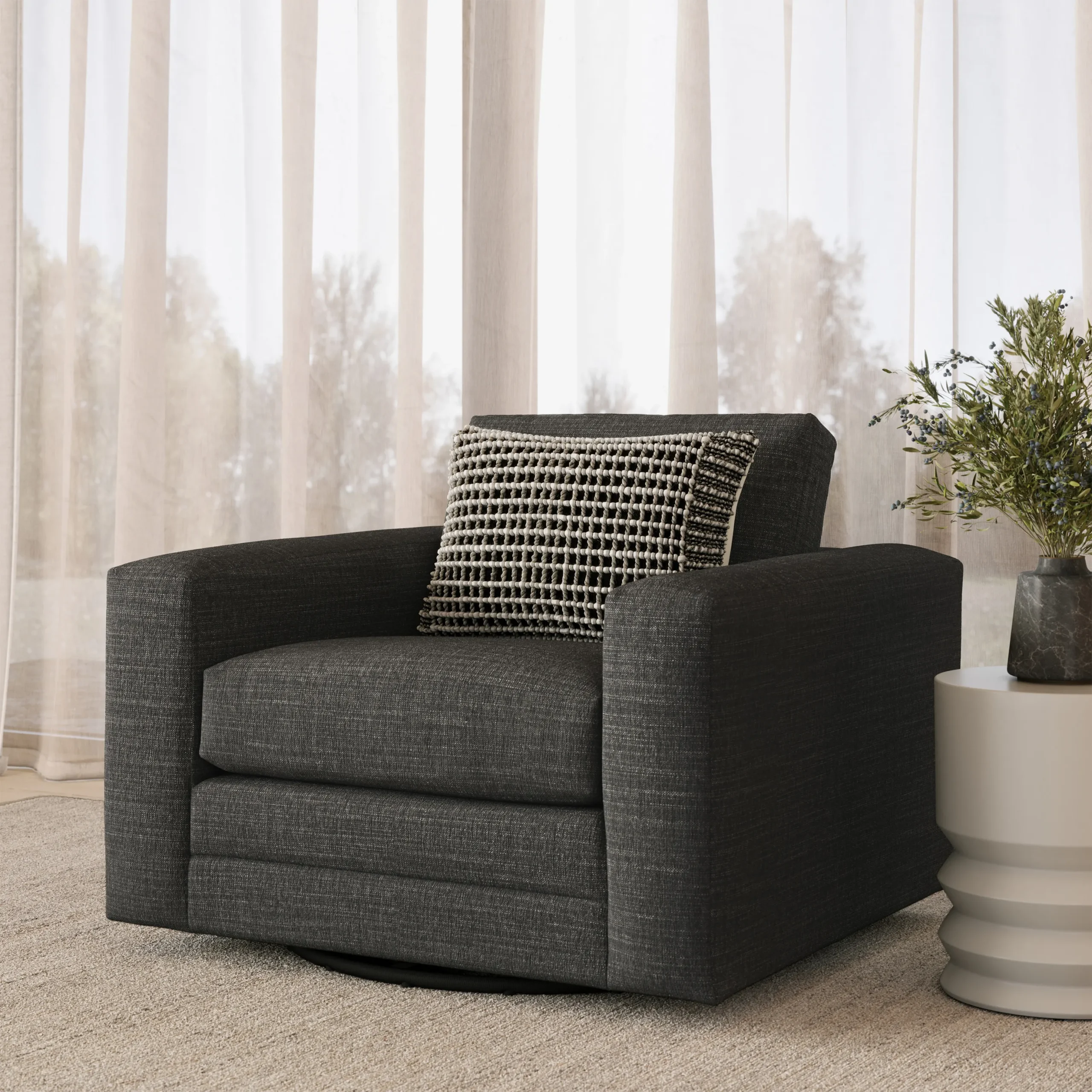 Riley 42_ Grand Swivel Chair - Napa Charcoal