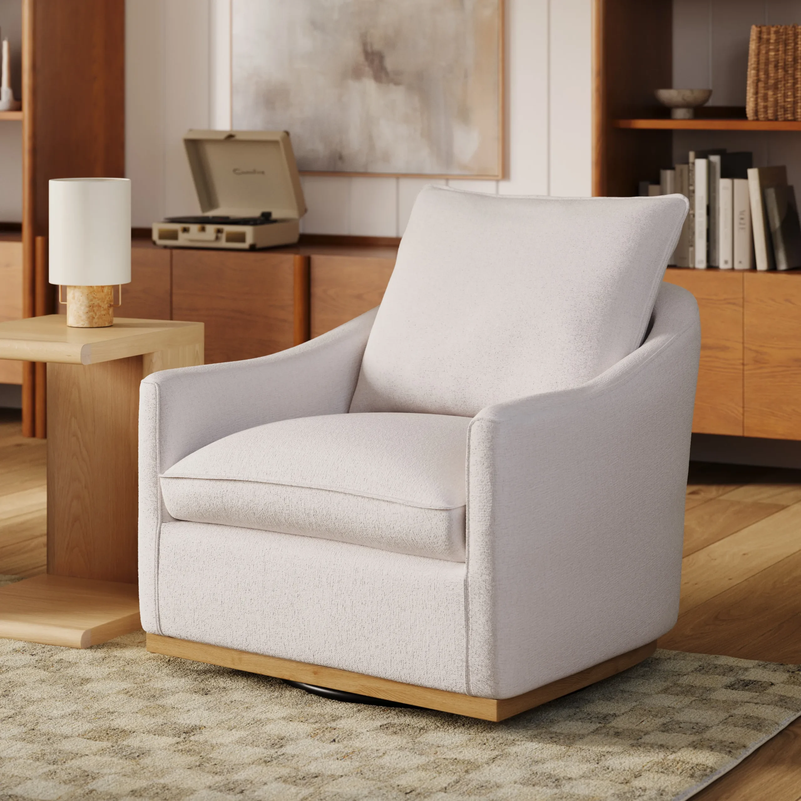Mantle 34_ Swivel Lounge Chair - Napa White
