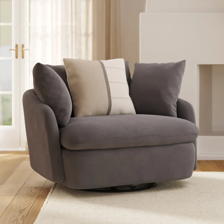 Leigh 47_ Velvet Grand Swivel Lounge Chair - Hale Warm Gray