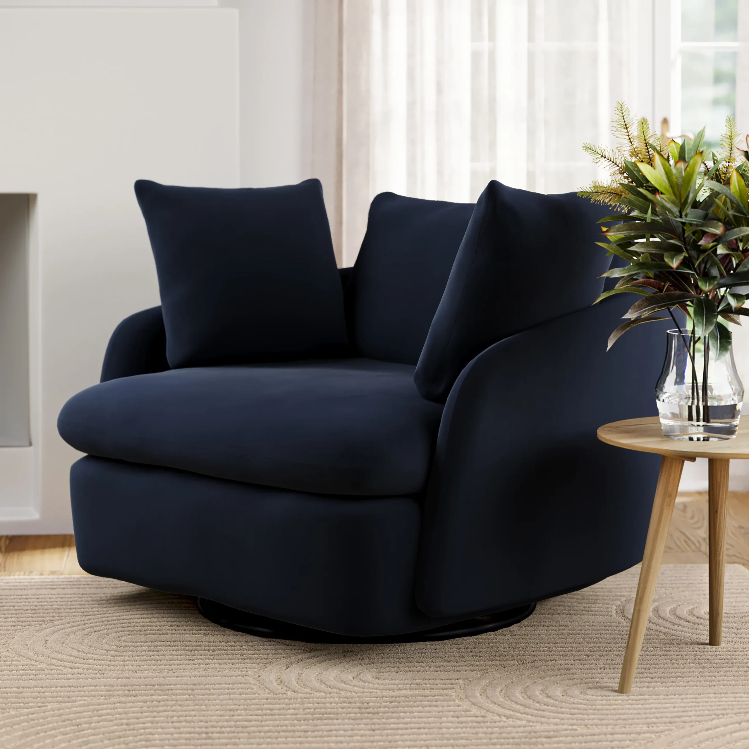 Leigh 47_ Grand Velvet Swivel Lounge Chair - Hale Ink