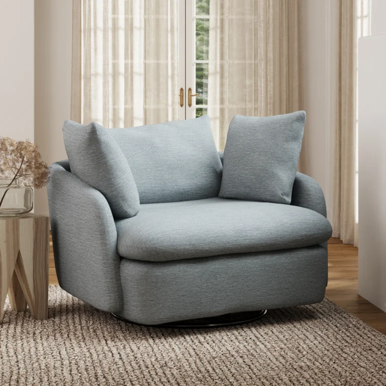 Leigh 47_ Grand Swivel Lounge Chair - Silver Light Blue