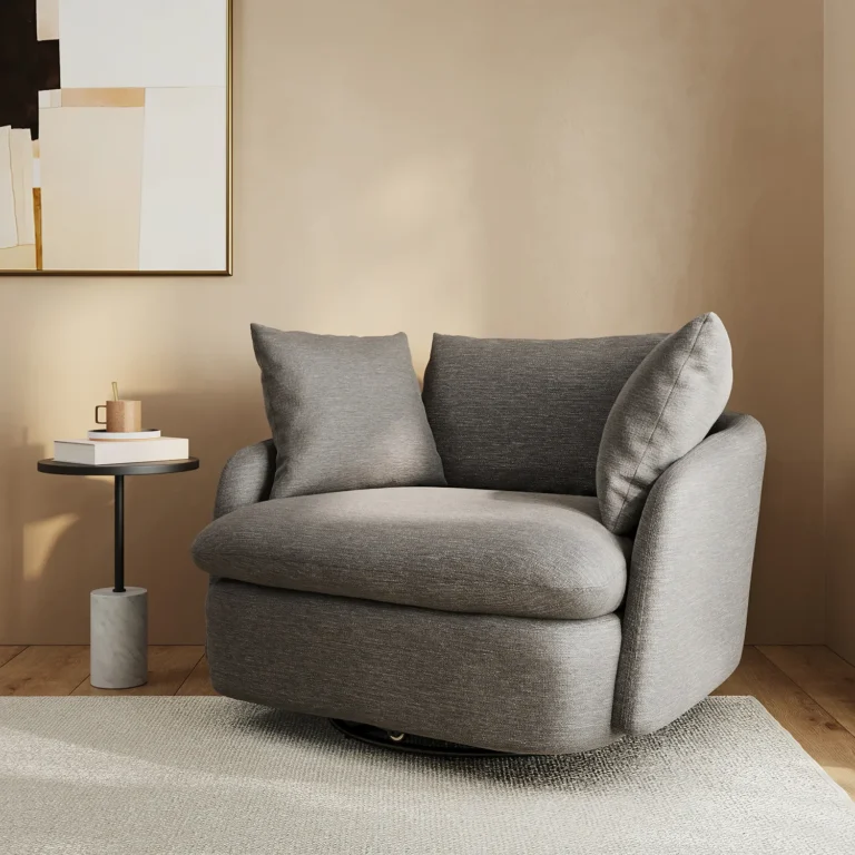 Leigh 47_ Grand Swivel Lounge Chair - Silver Gray
