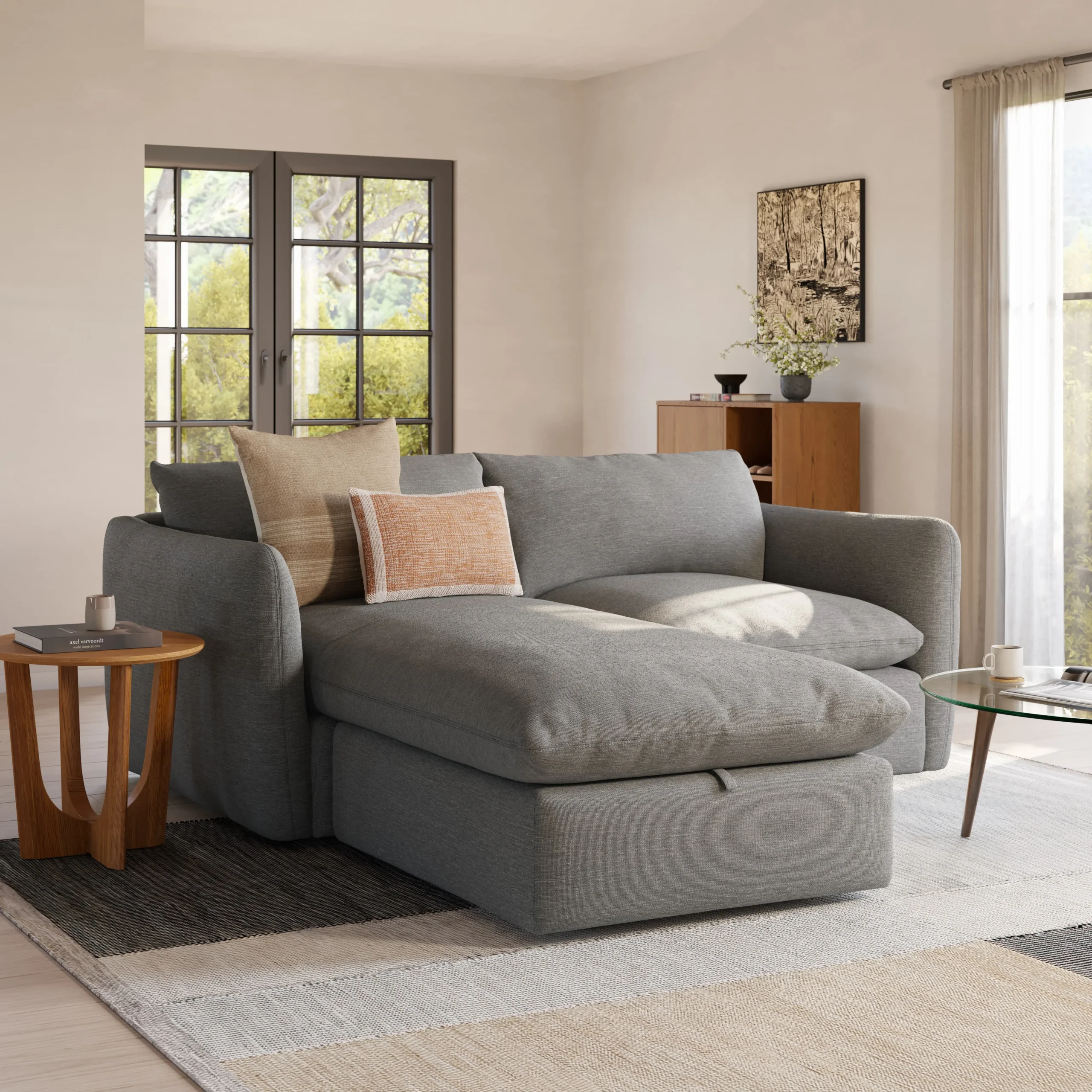 Leigh 86_ Reversible Storage Sectional - Silver Gray
