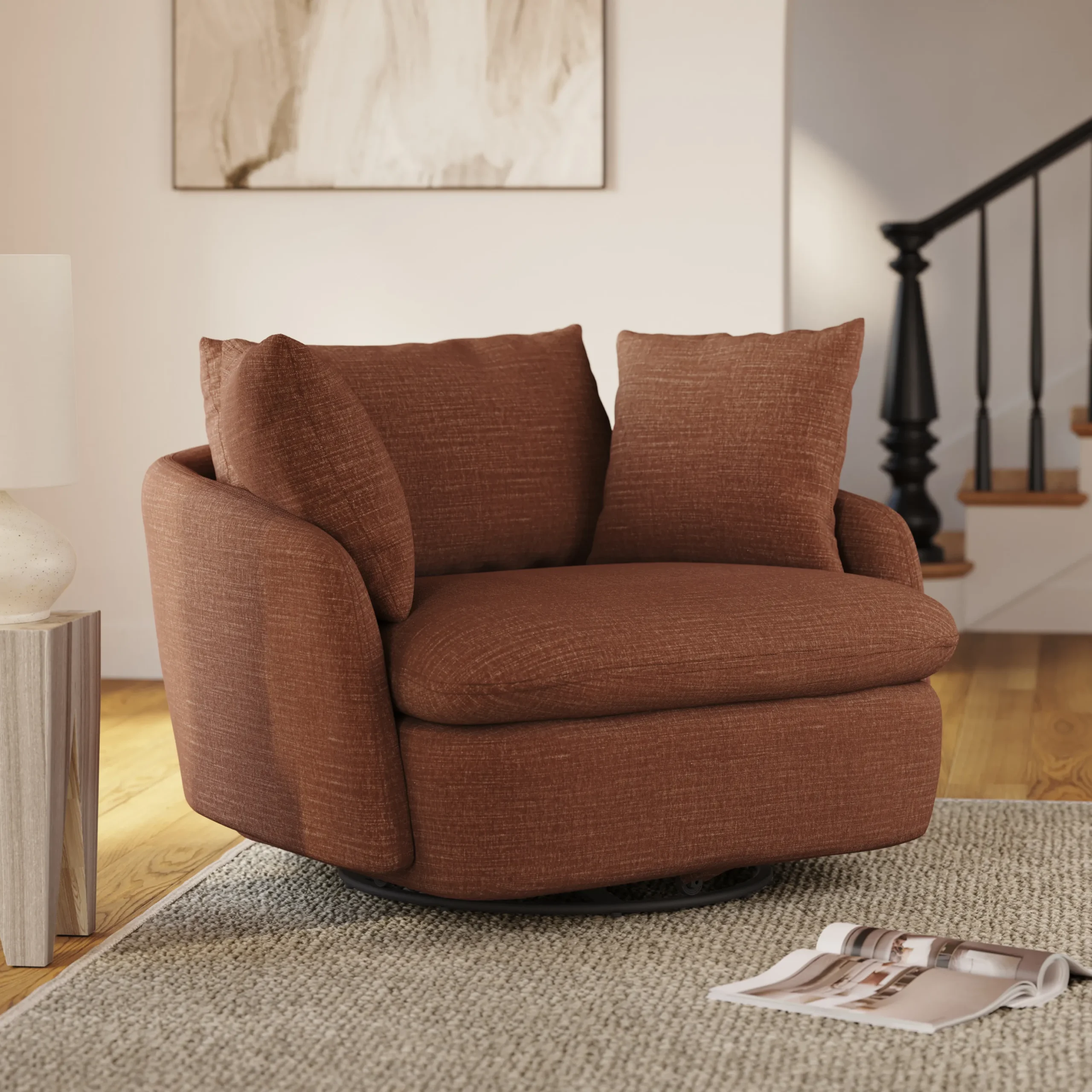 Leigh 47_ Grand Swivel Lounge Chair - Napa Rust