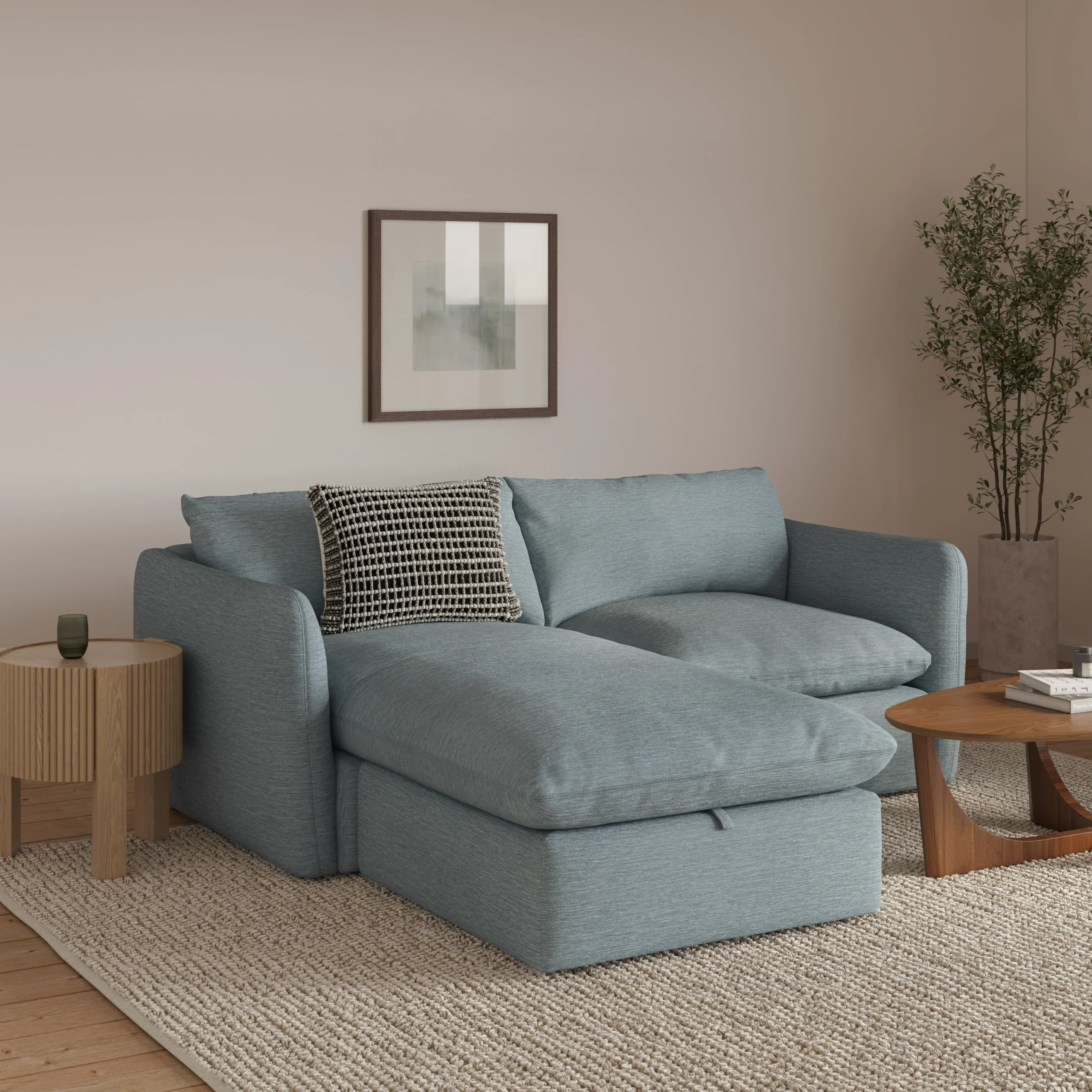 Leigh 86_ Reversible Storage Sectional - Silver Light Blue