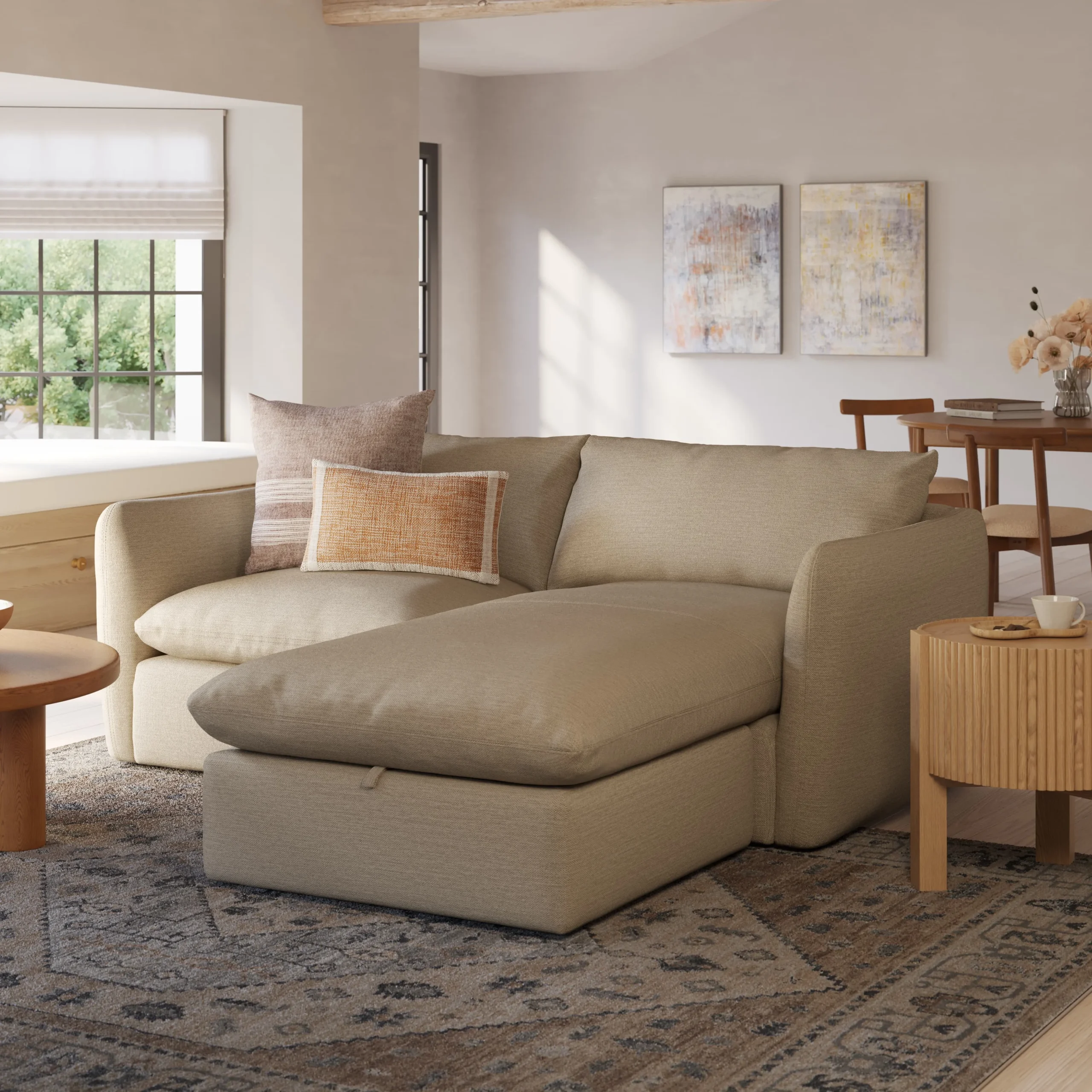 Leigh 86_ Reversible Storage Sectional - Silver Taupe