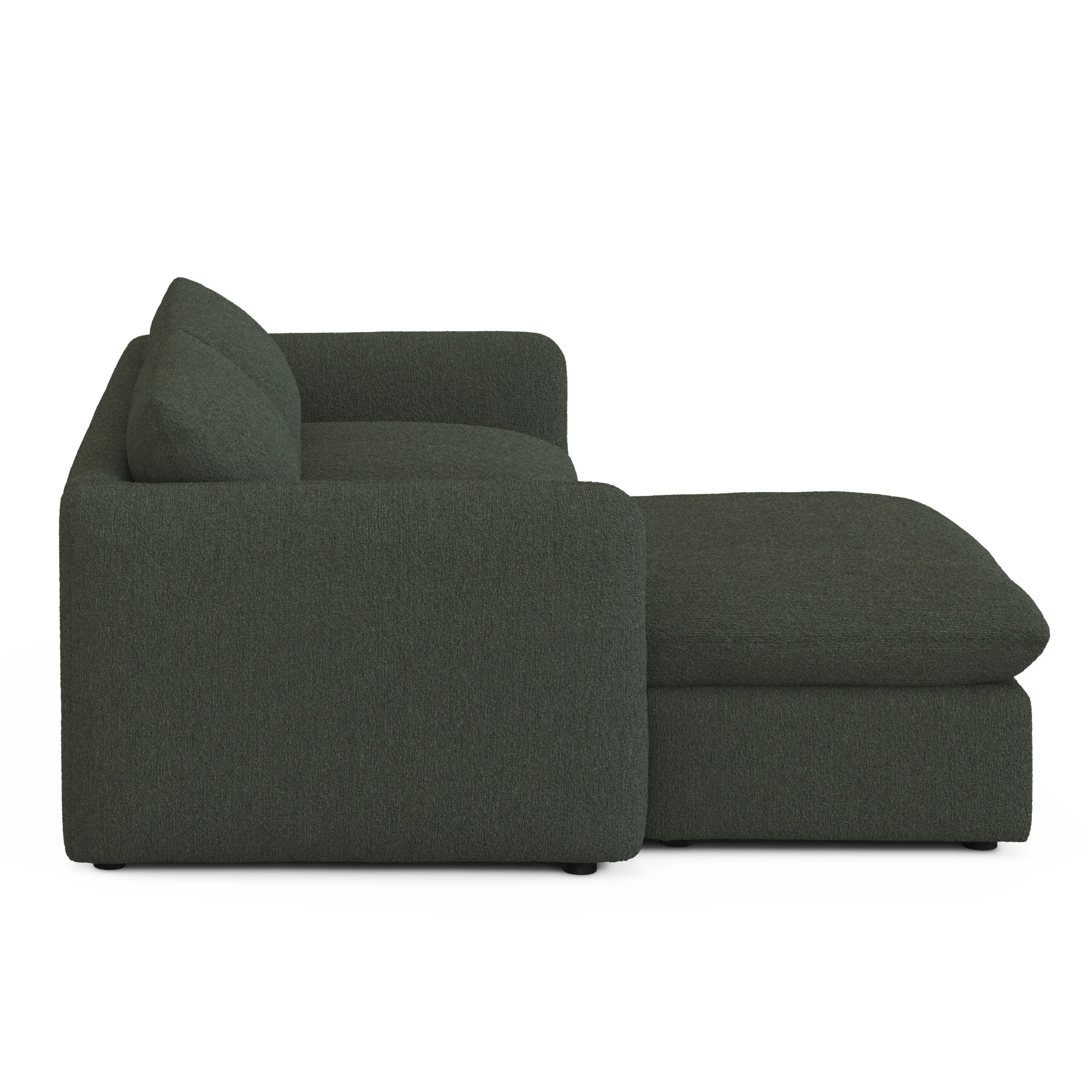 Leigh 86_ Reversible Storage Sleeper Sectional - Green Wool Bouclé