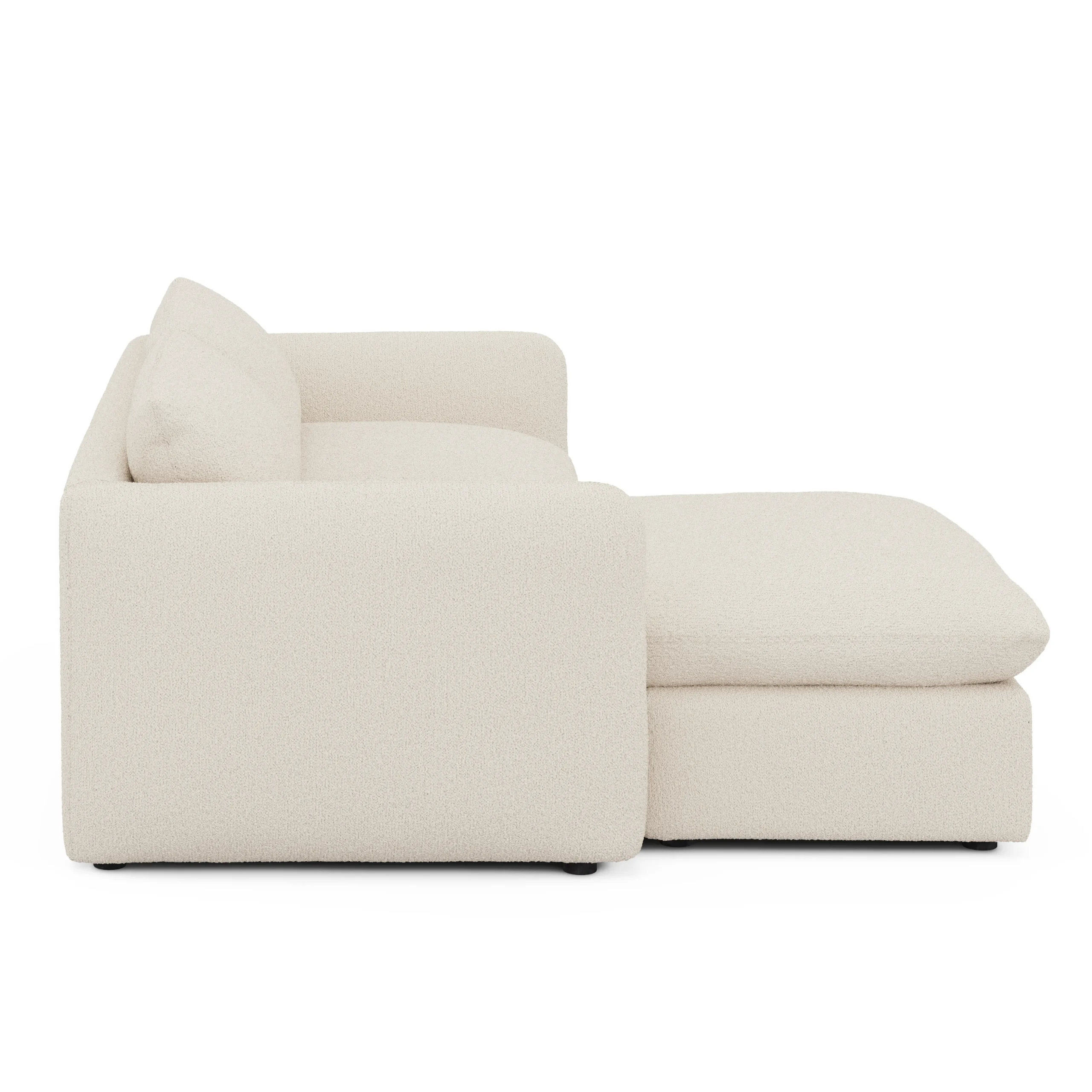 Leigh 86_ Reversible Storage Sleeper Sectional - Ivory Wool Bouclé