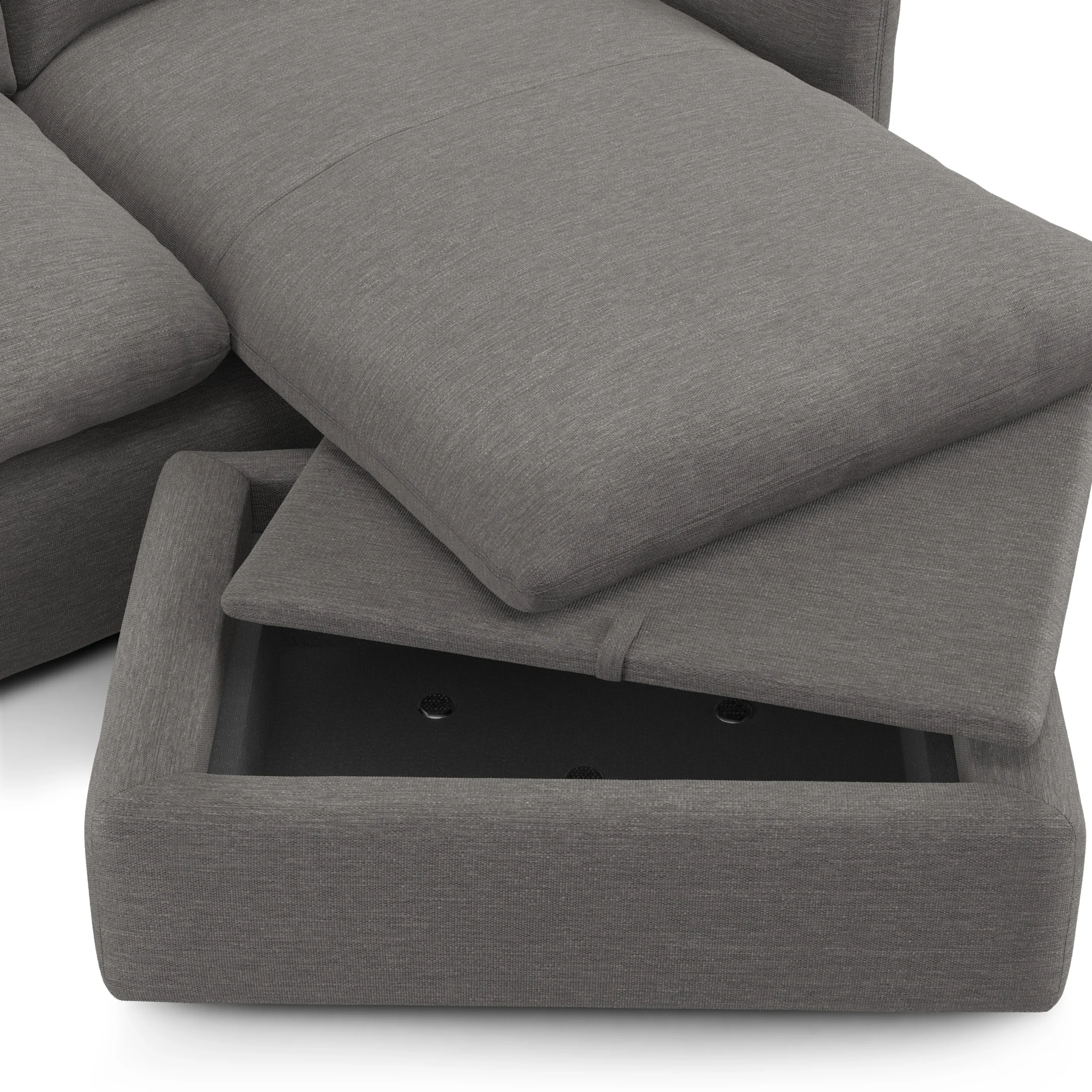 Leigh 86_ Reversible Storage Sleeper Sectional - Silver Gray - Image 2