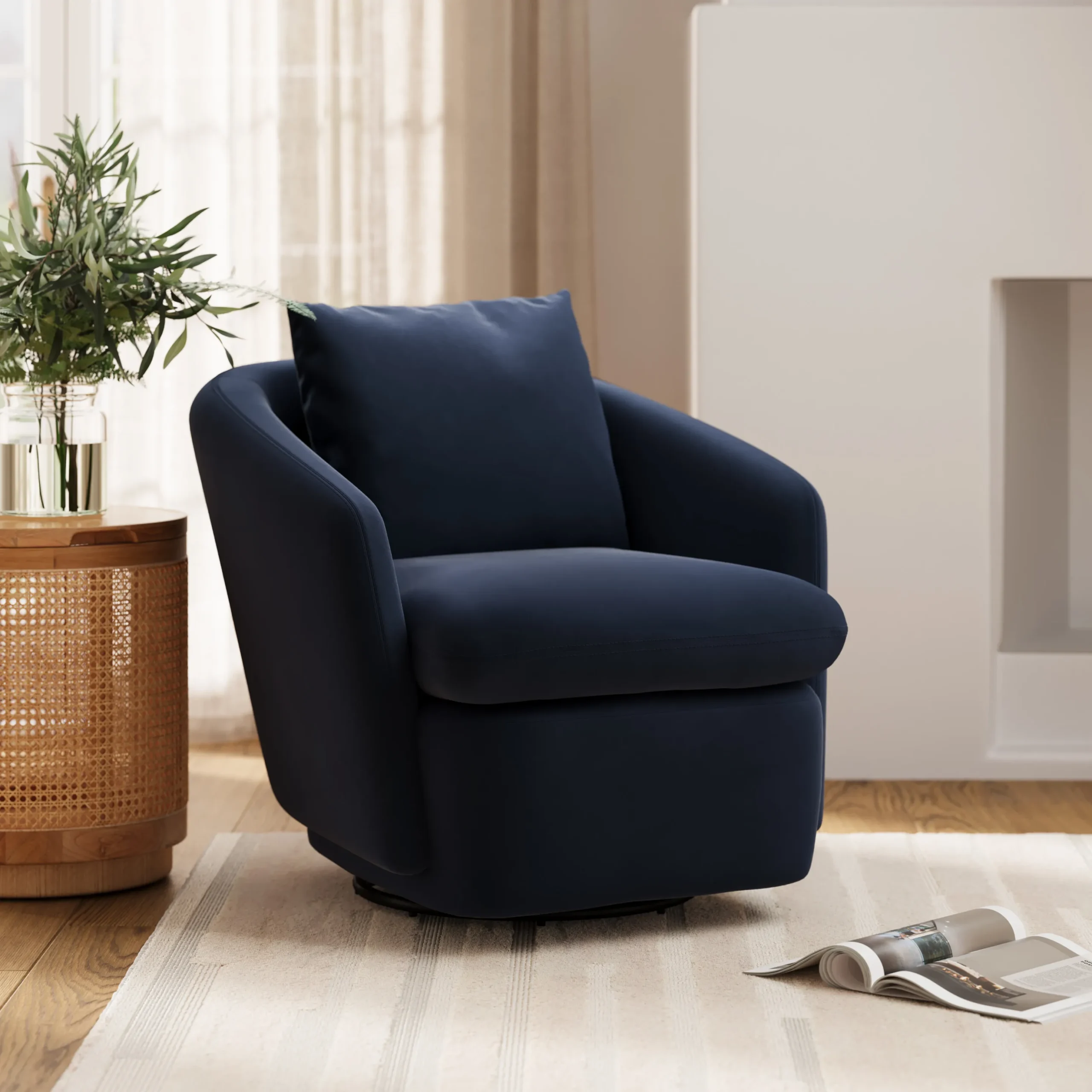 Leigh 33_ Velvet Swivel Lounge Chair - Hale Ink