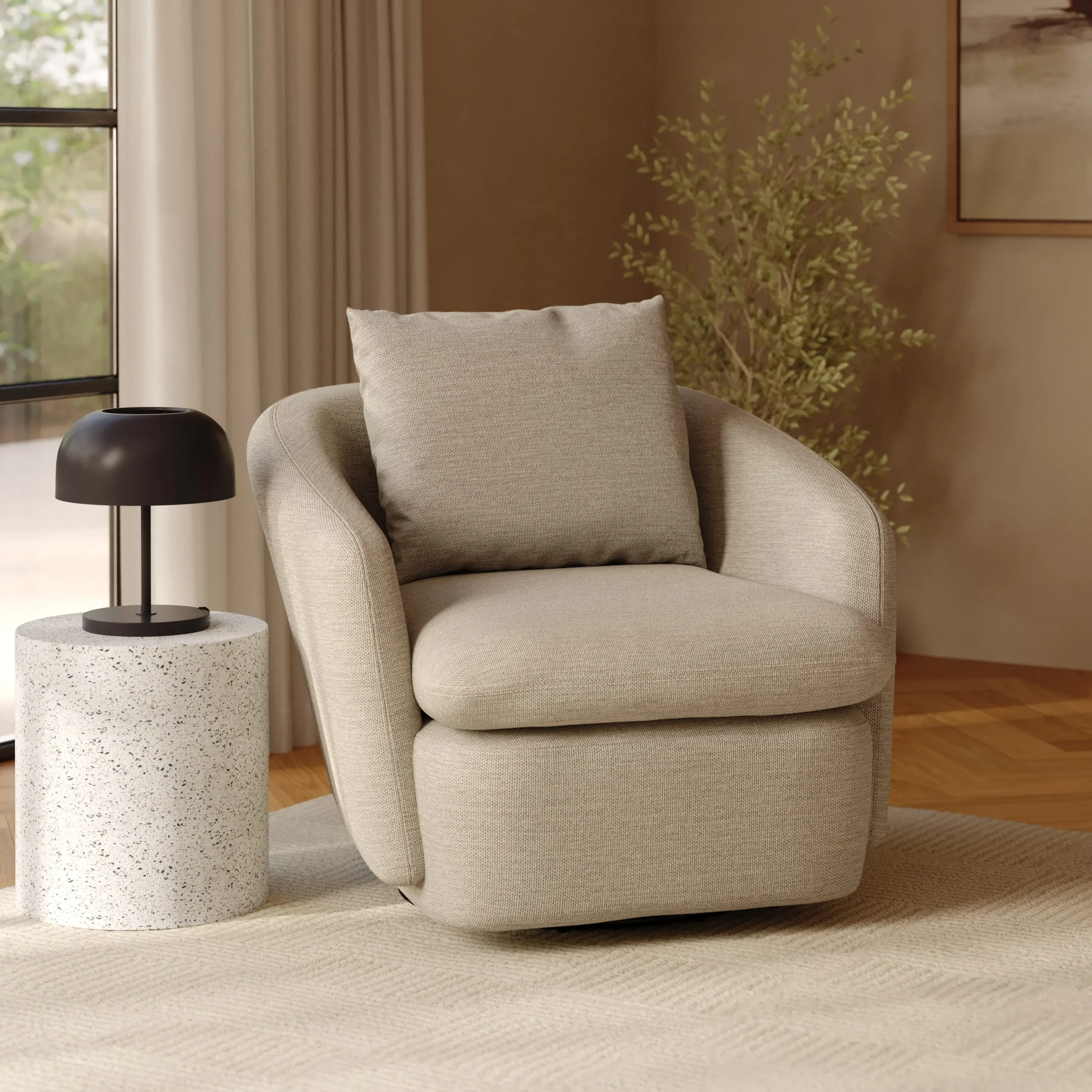 Leigh 33_ Swivel Lounge Chair - Silver Taupe