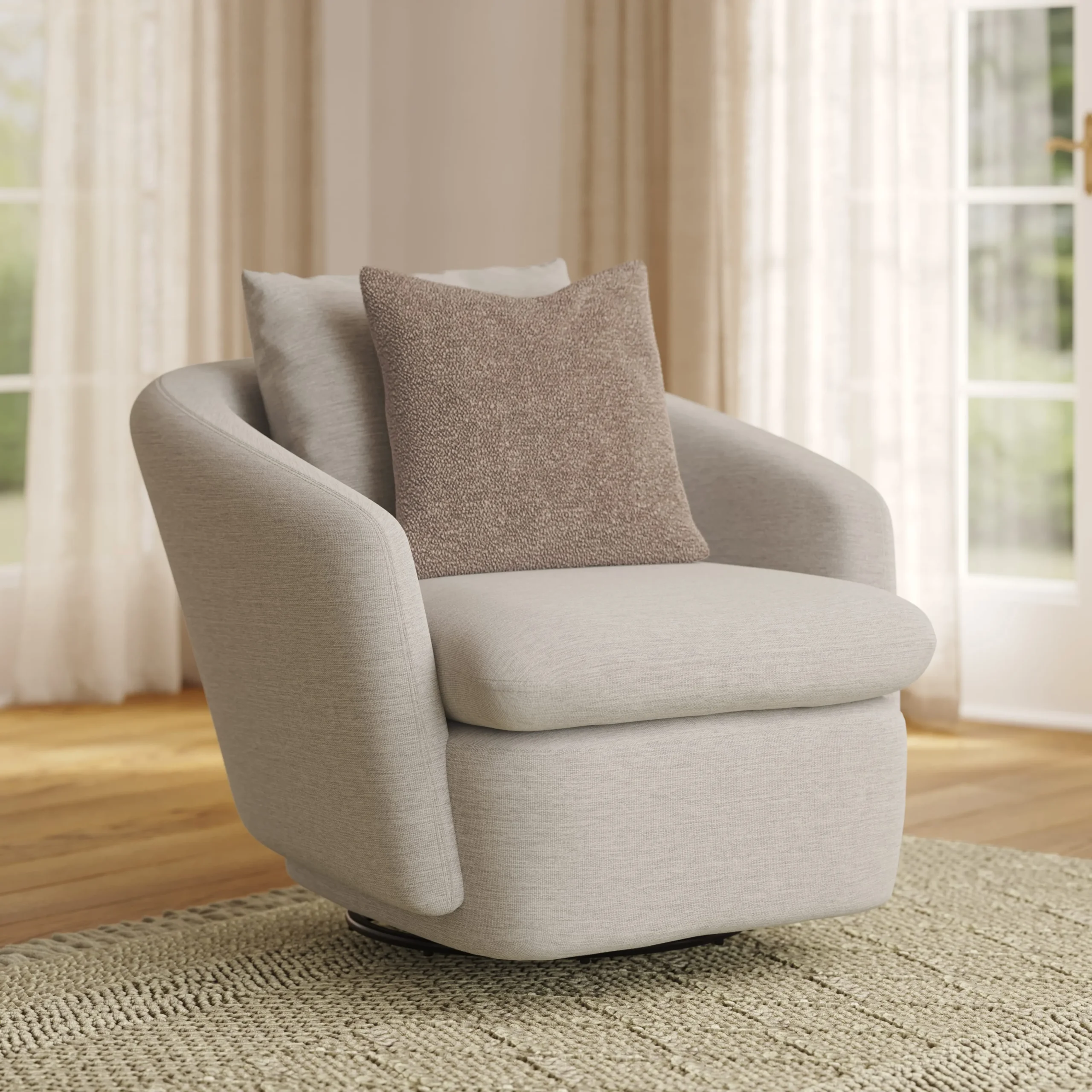 Leigh 33_ Swivel Lounge Chair - Silver Ivory