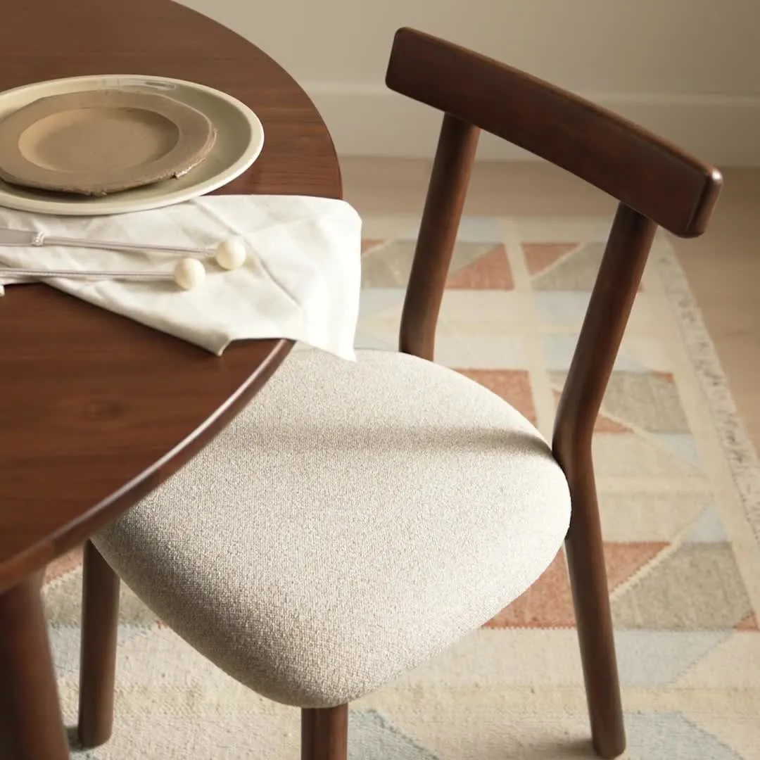 Ulka Dining Chair - Walnut and Ratine Buff - Image 2