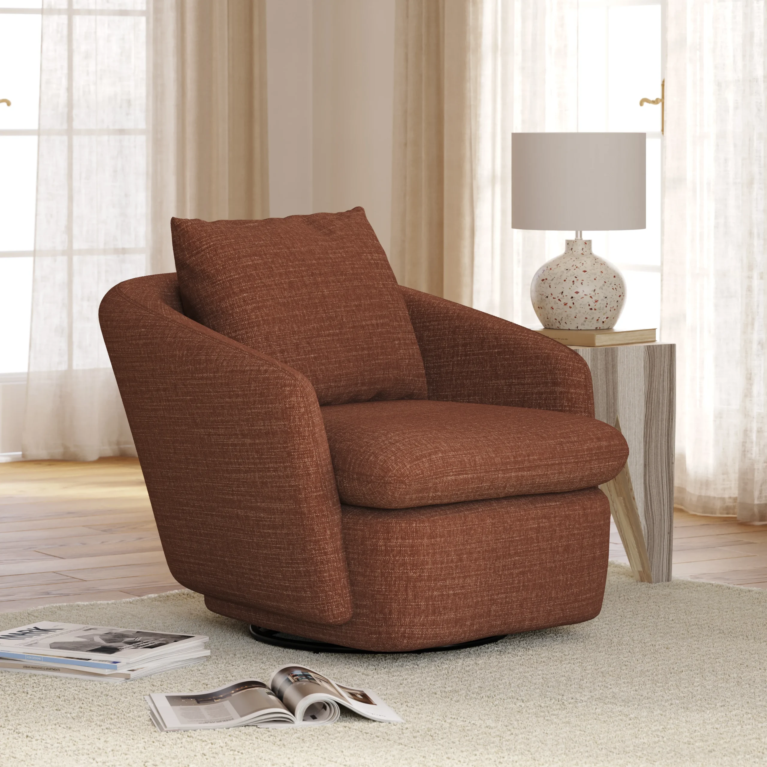 Leigh 33_ Swivel Lounge Chair - Napa Rust