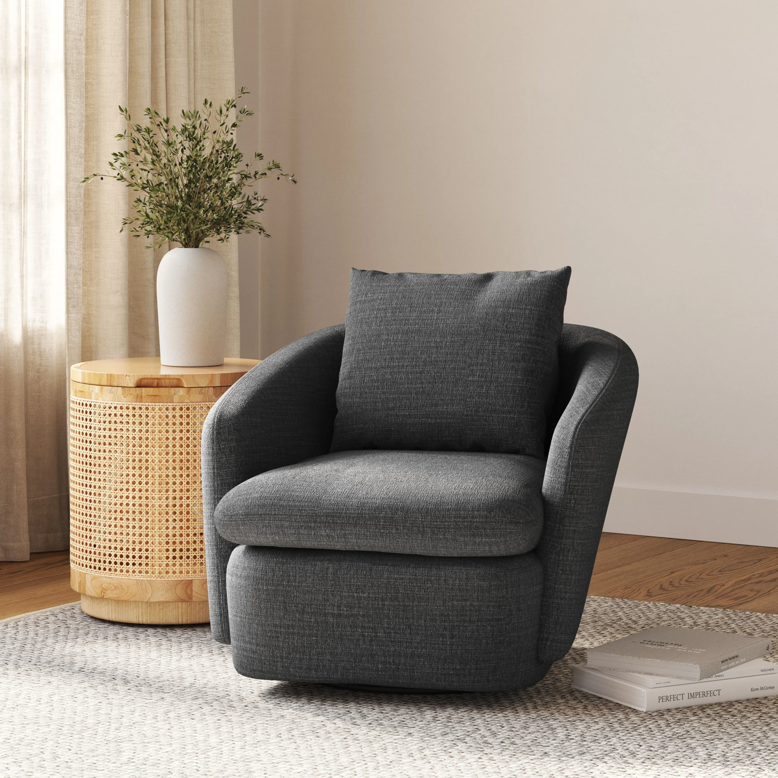 Leigh 33_ Swivel Lounge Chair - Napa Charcoal