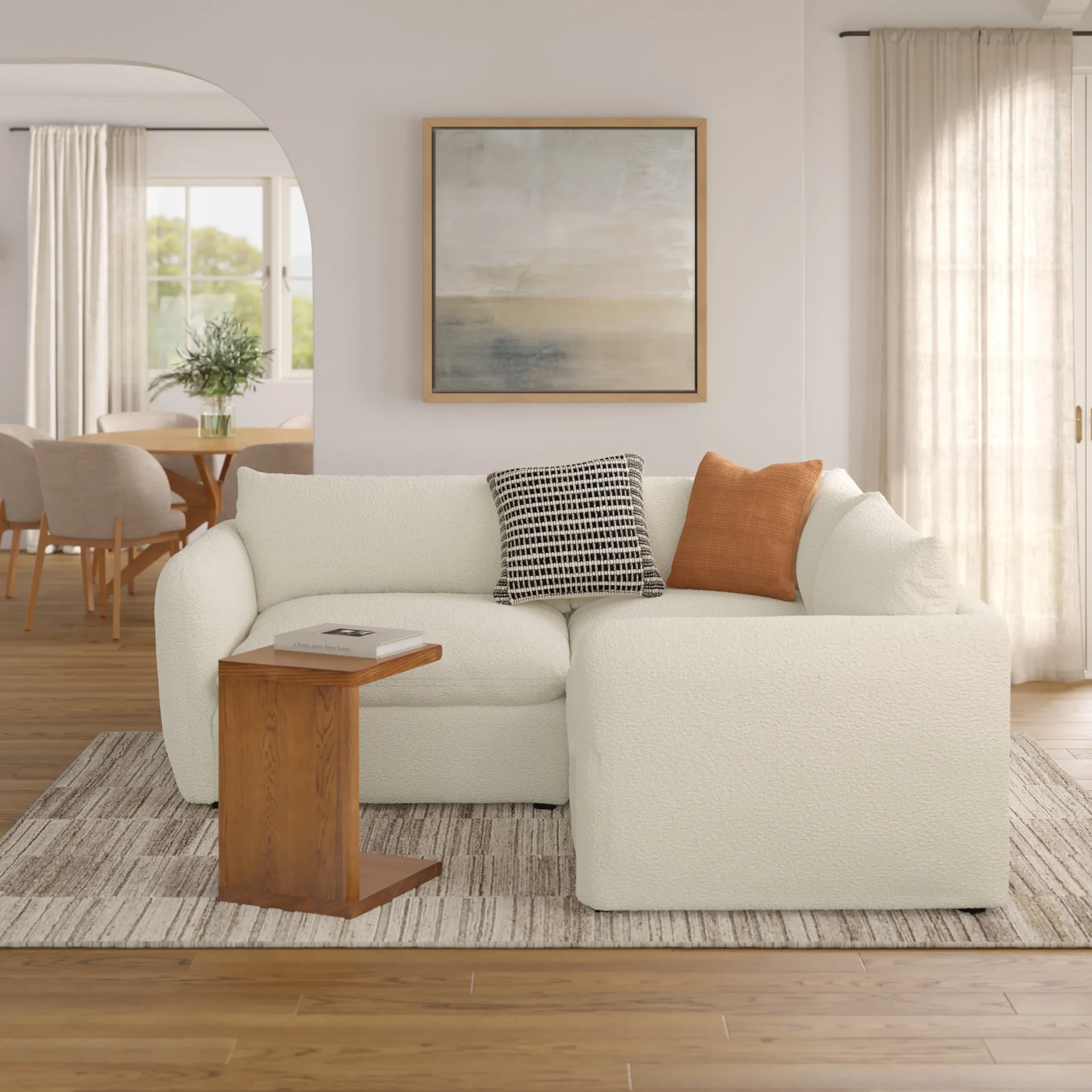Leigh 87_ Modular Corner Sectional - Ivory Wool Bouclé