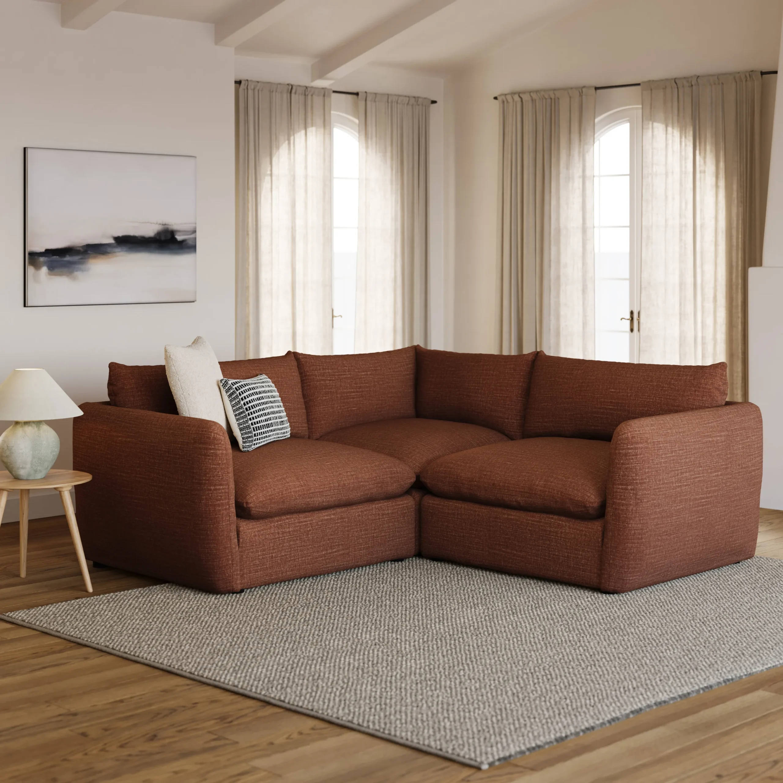Leigh 87_ Modular Corner Sectional - Napa Rust